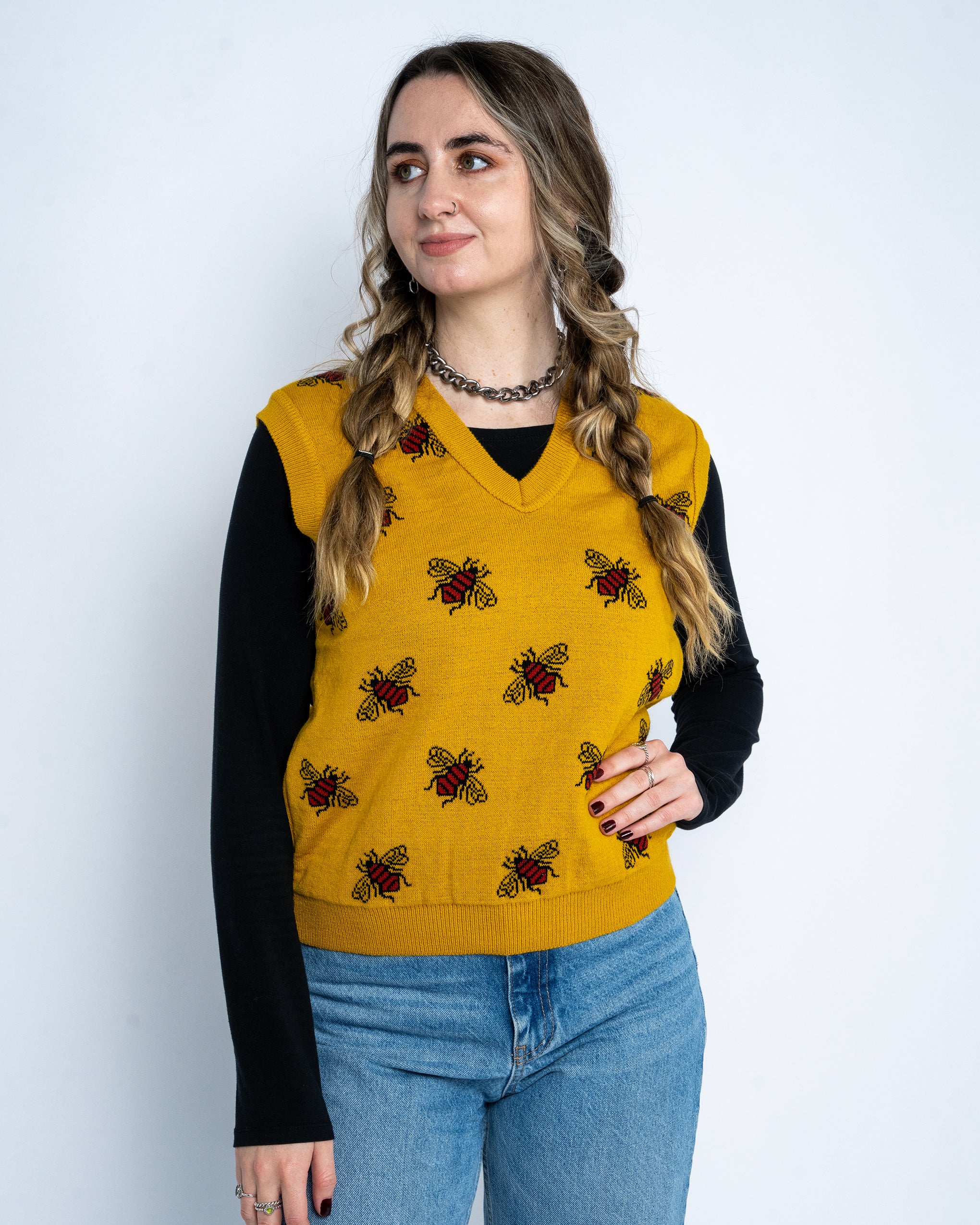 Bee Mustard Knitted Tank Top Vest π - Image 3