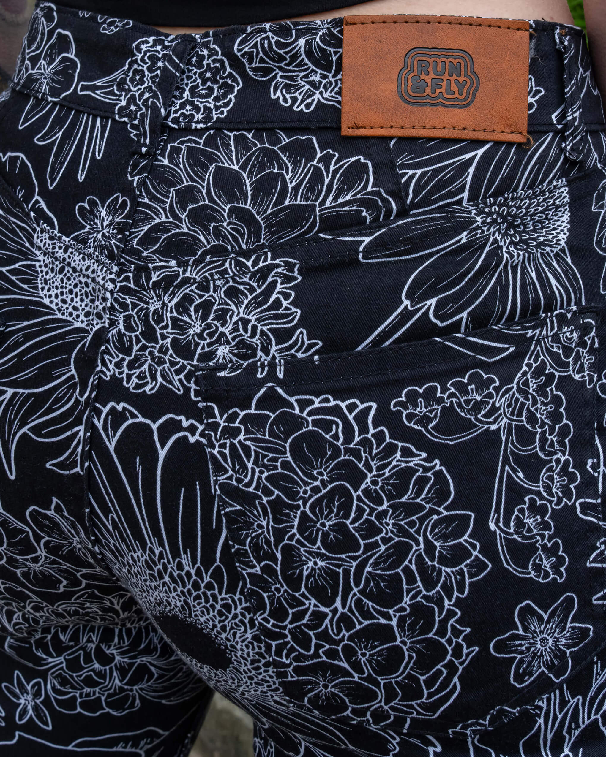 Black and White Floral Bell Bottom Flares - Image 6