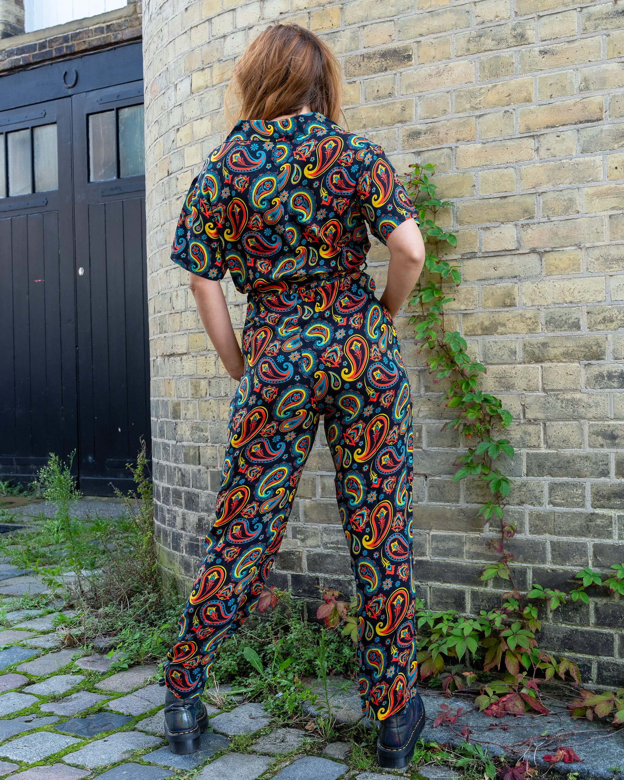 Black Paisley Rayon Jumpsuit - Image 9