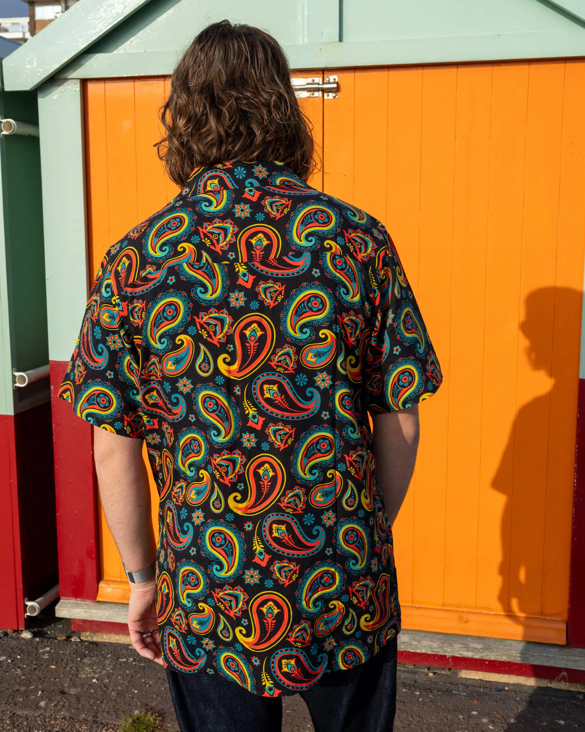 Black Paisley Short Sleeve Rayon Shirt - Image 2