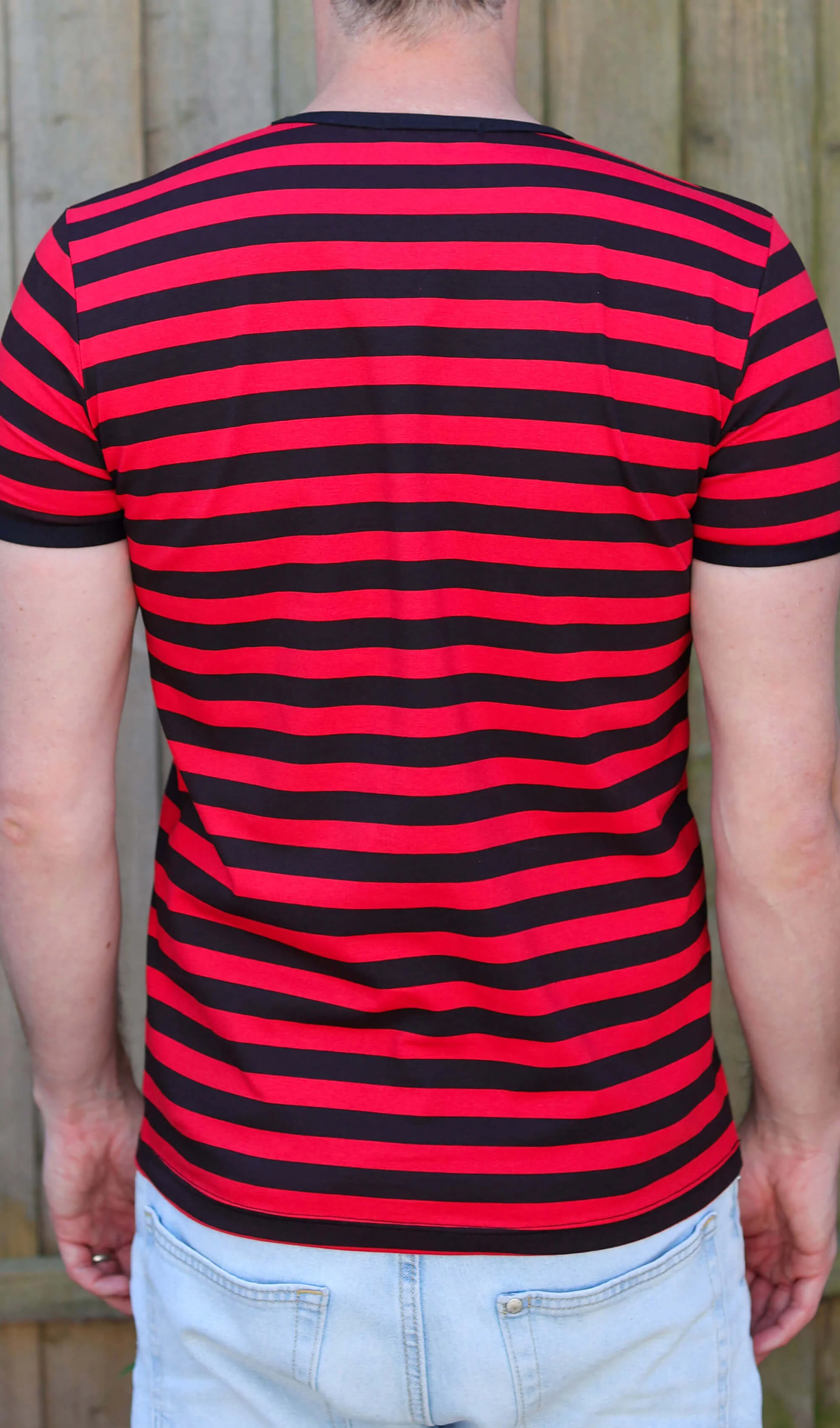 Black & Red Stripe Short Sleeve T Shirt - Image 2