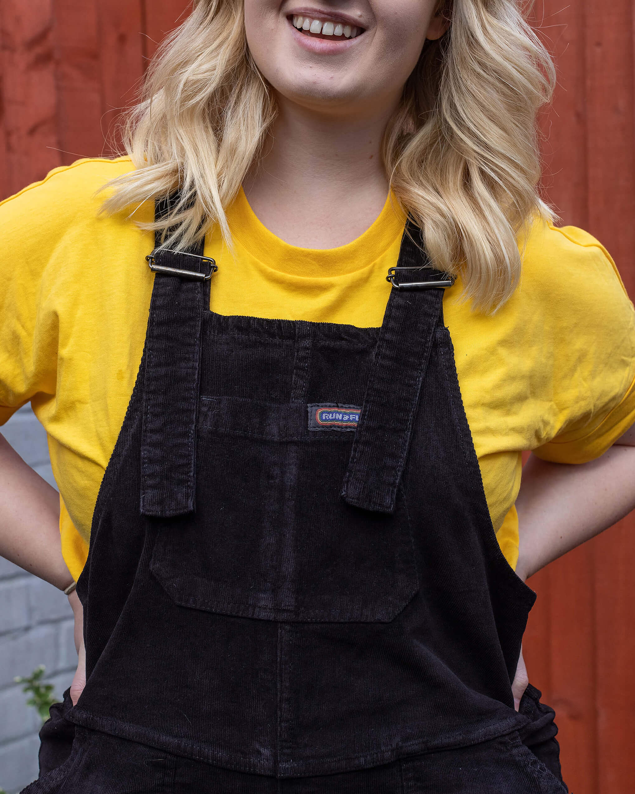 Black Stretch Corduroy Oversized Baggy Dungarees - Image 4