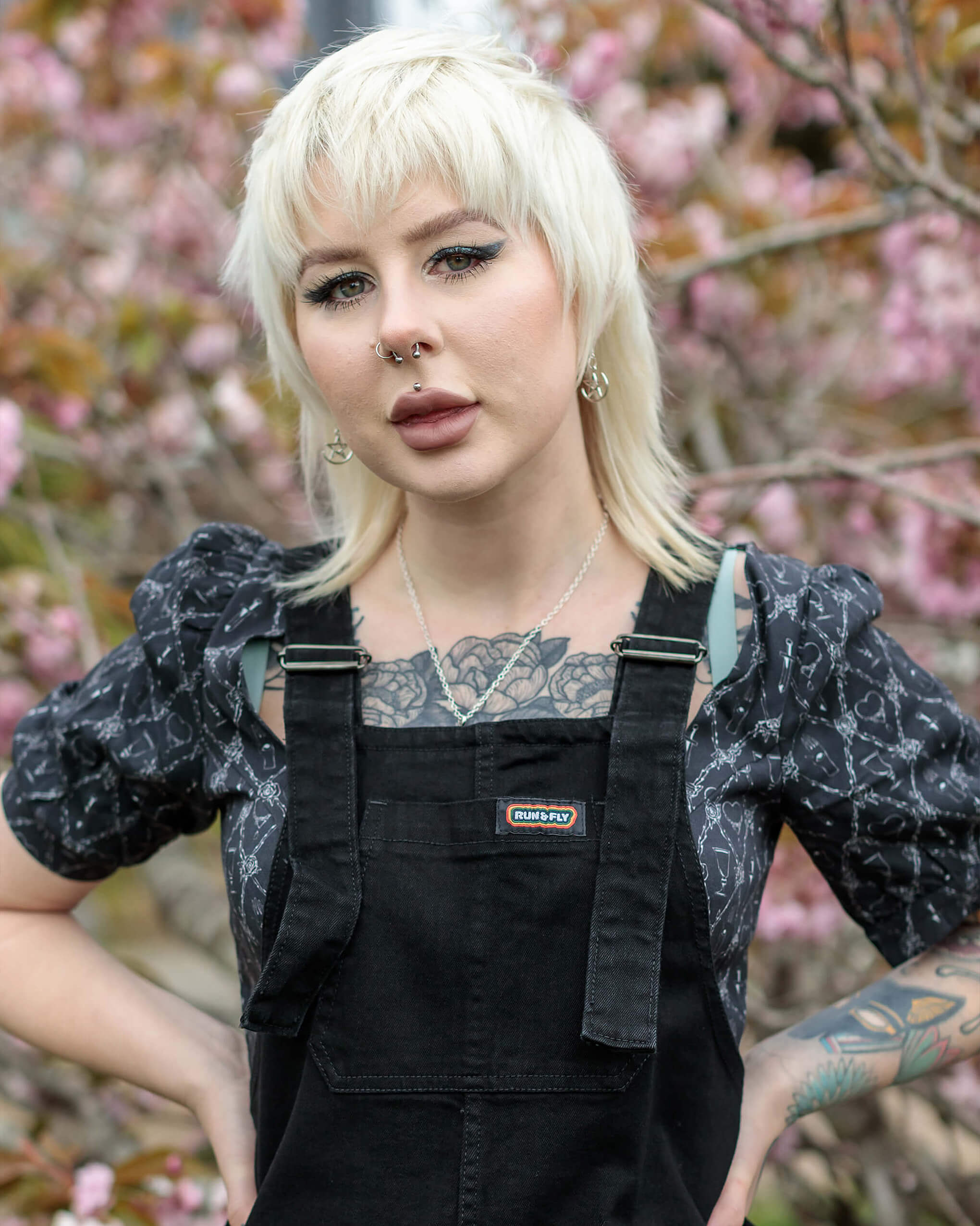 Black Stretch Denim Dungarees - Image 6
