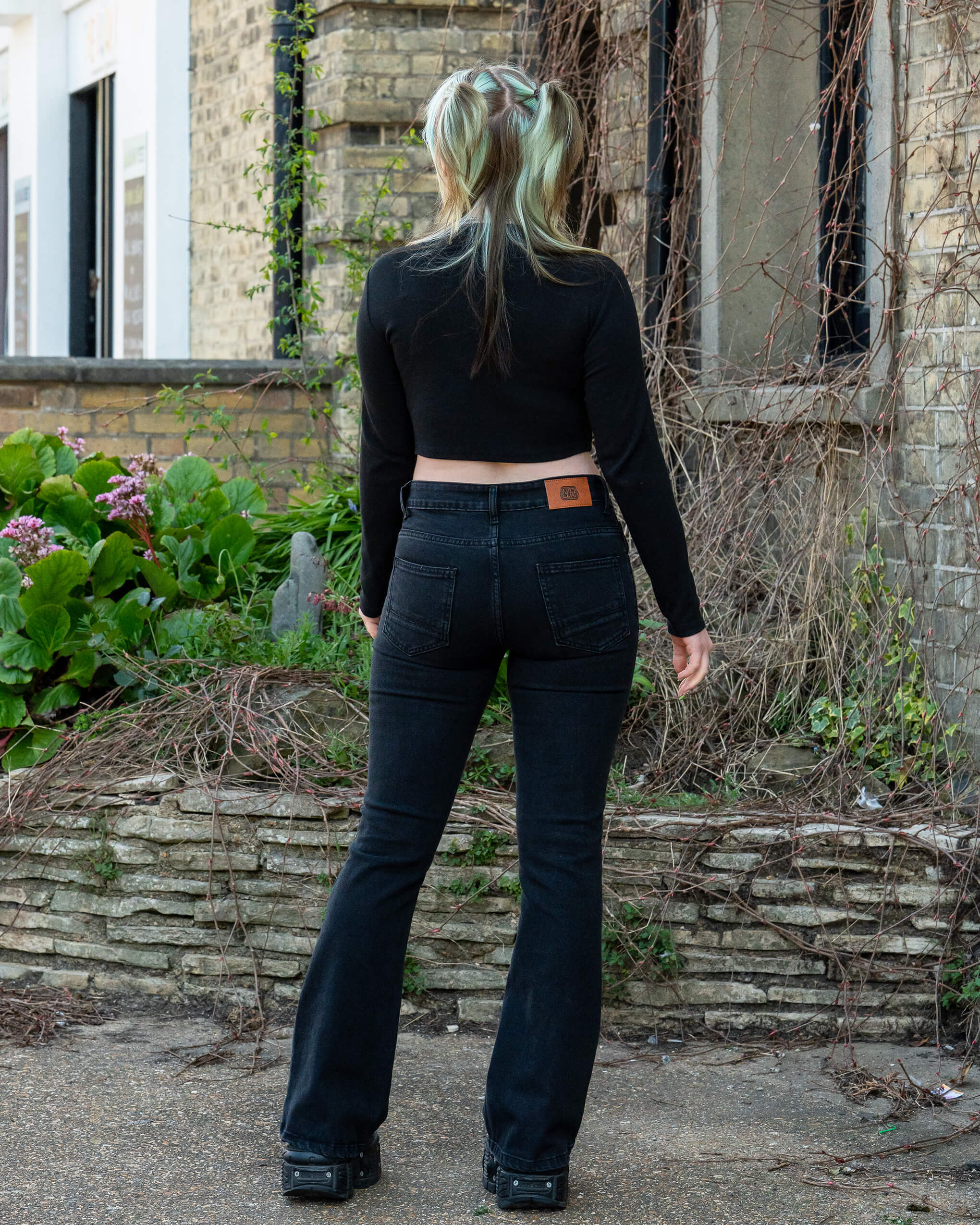 Black Stretch Denim Slim Bootcut Jeans - Image 5