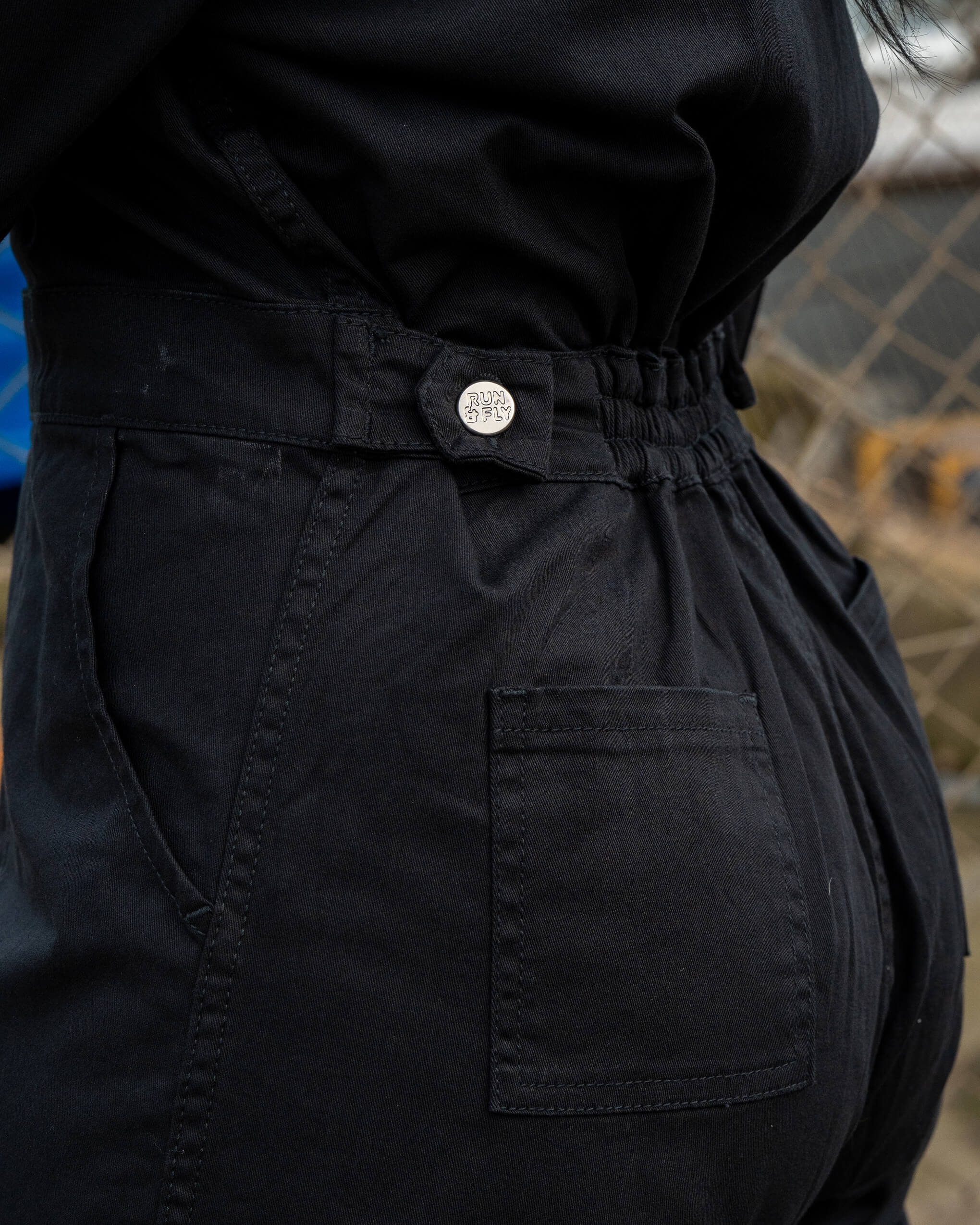 Charity Black Stretch Twill Boiler Suit - Image 4