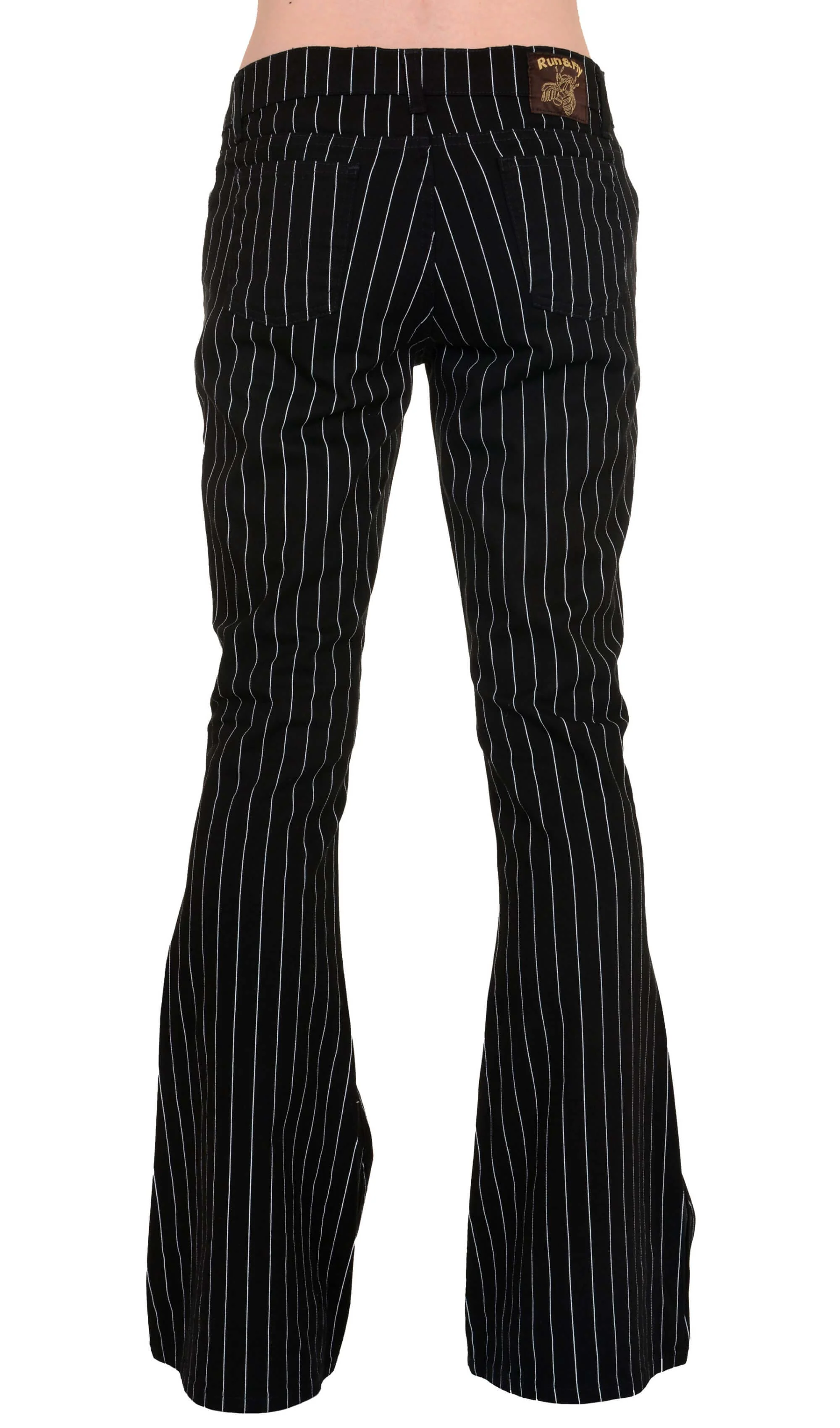 Black & White Pinstripe Bell Bottom Stretch Flares - Image 8