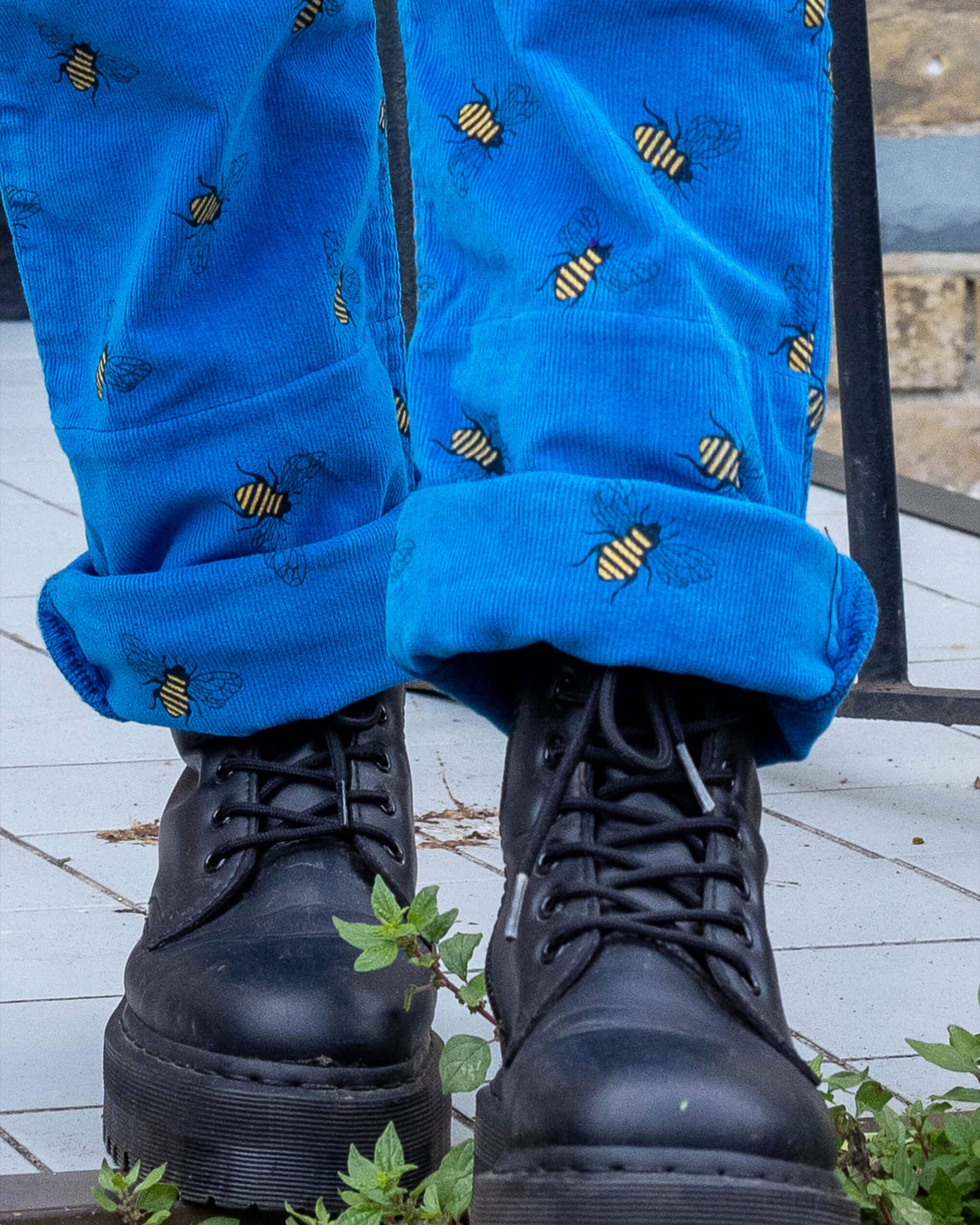 Blue Corduroy Dunga Bee Dungarees - Image 5