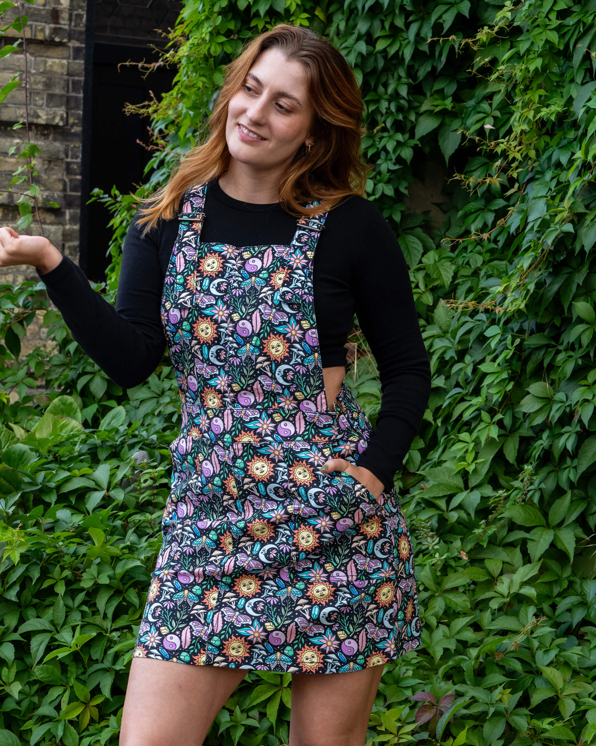 Boho Summer Stretch Twill Pinafore Dress - Image 3