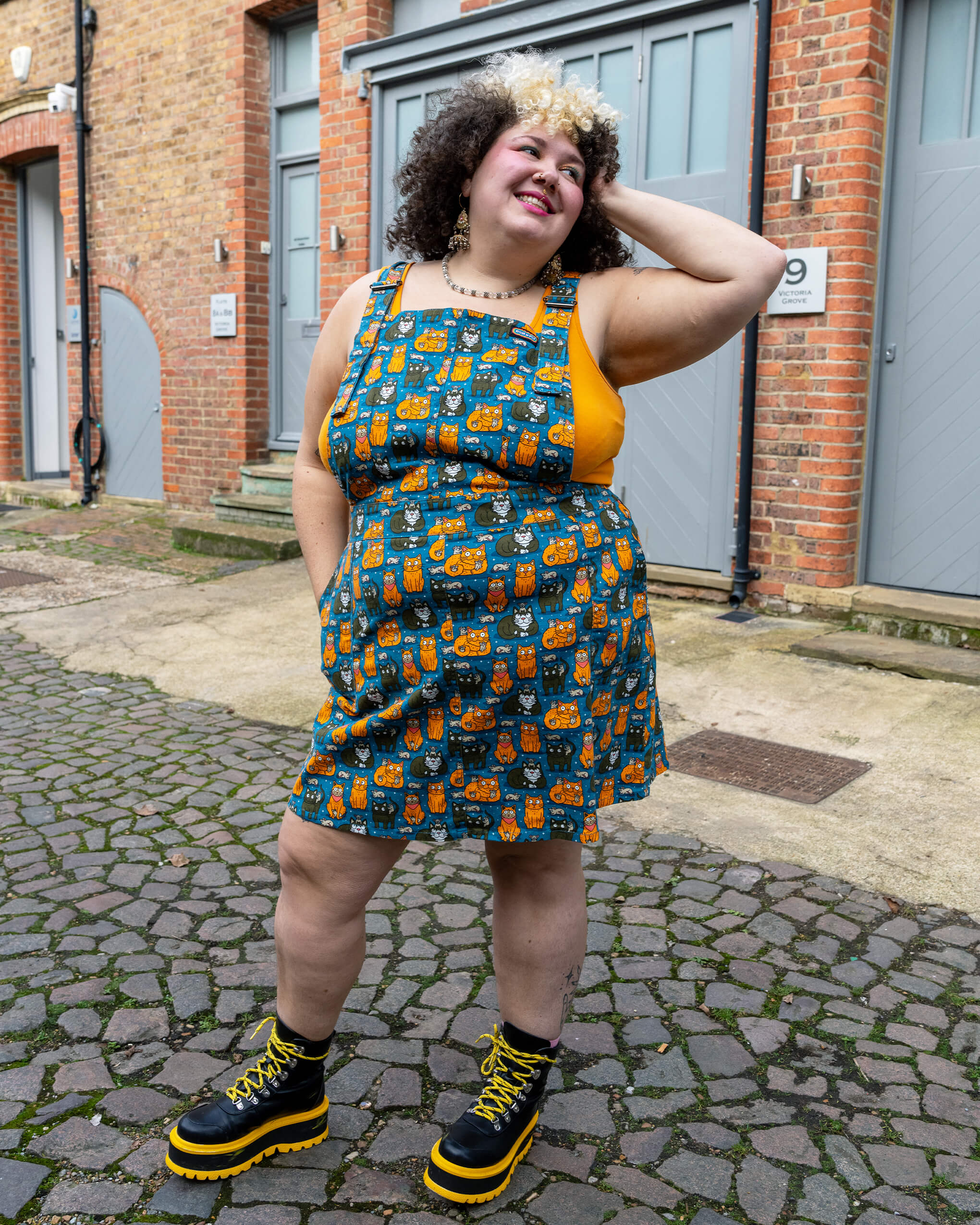 Cats and Mice Stretch Twill Pinafore Dress - Image 3