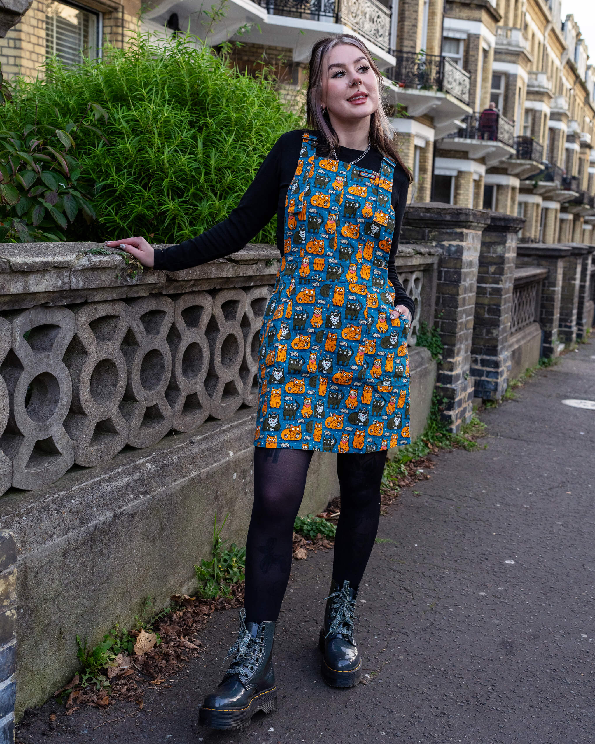 Cats and Mice Stretch Twill Pinafore Dress - Image 4