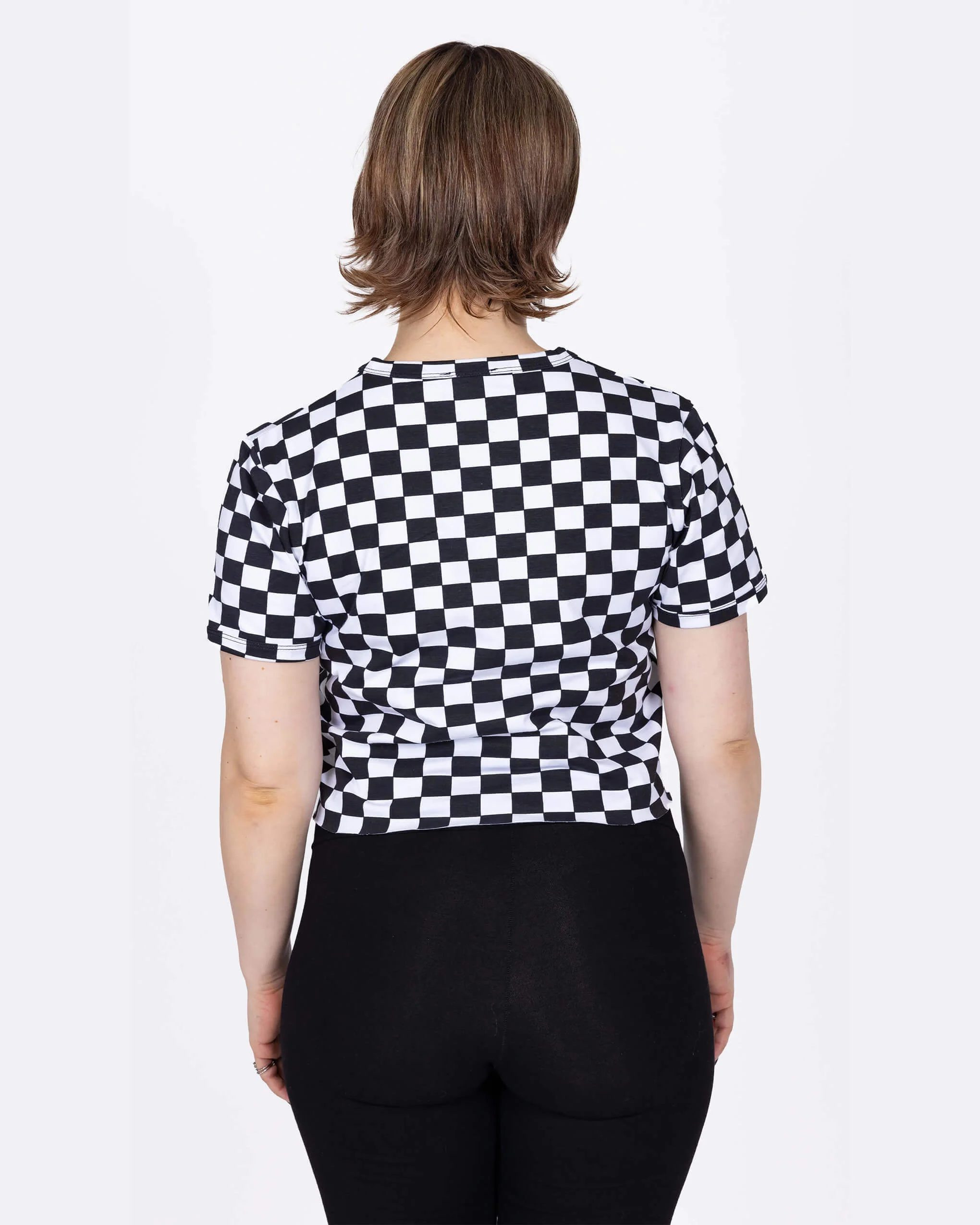 Checkerboard Short Sleeve Crop T Shirt - Image 6