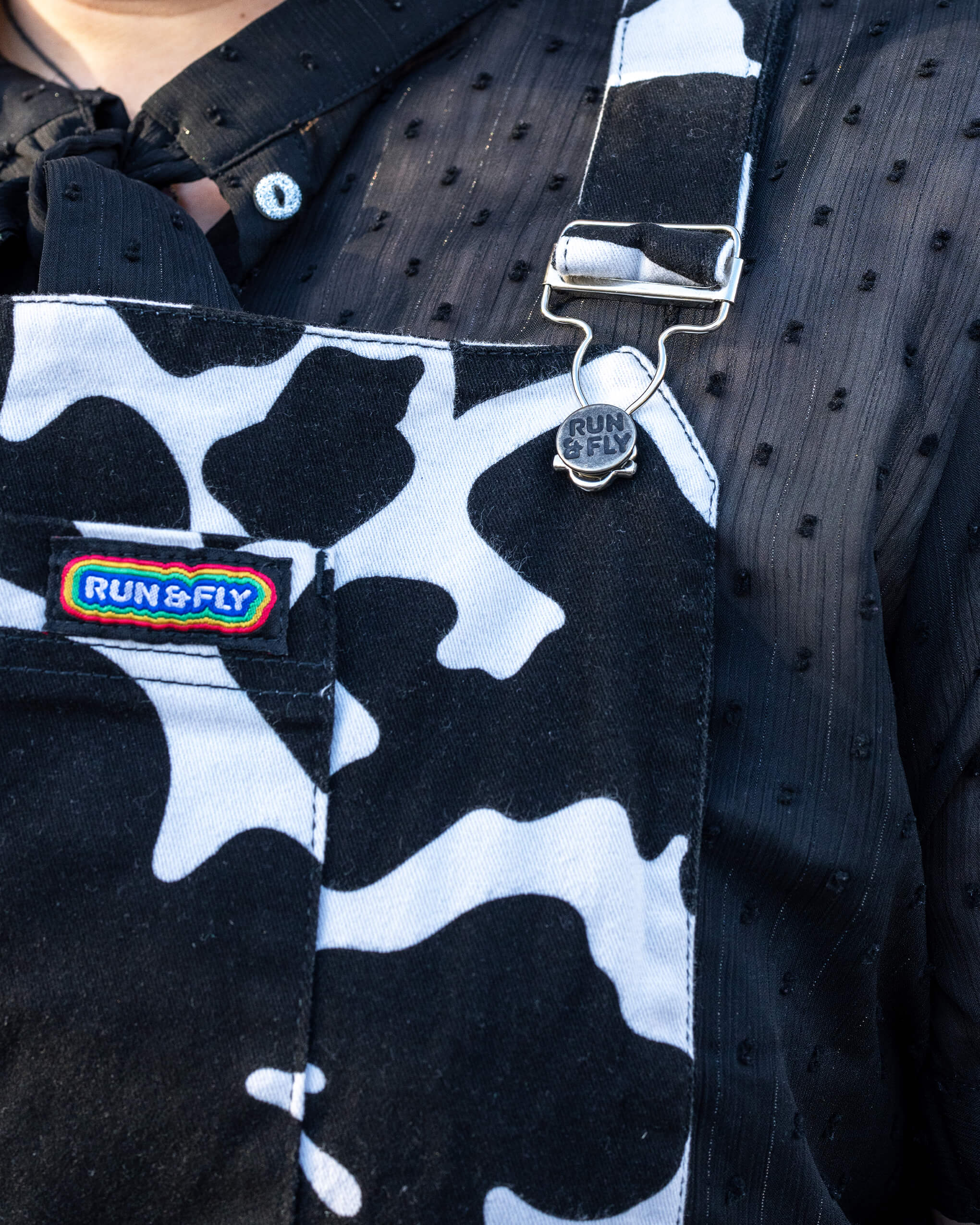 Cow Print Flared Pinafore Dress - Image 13