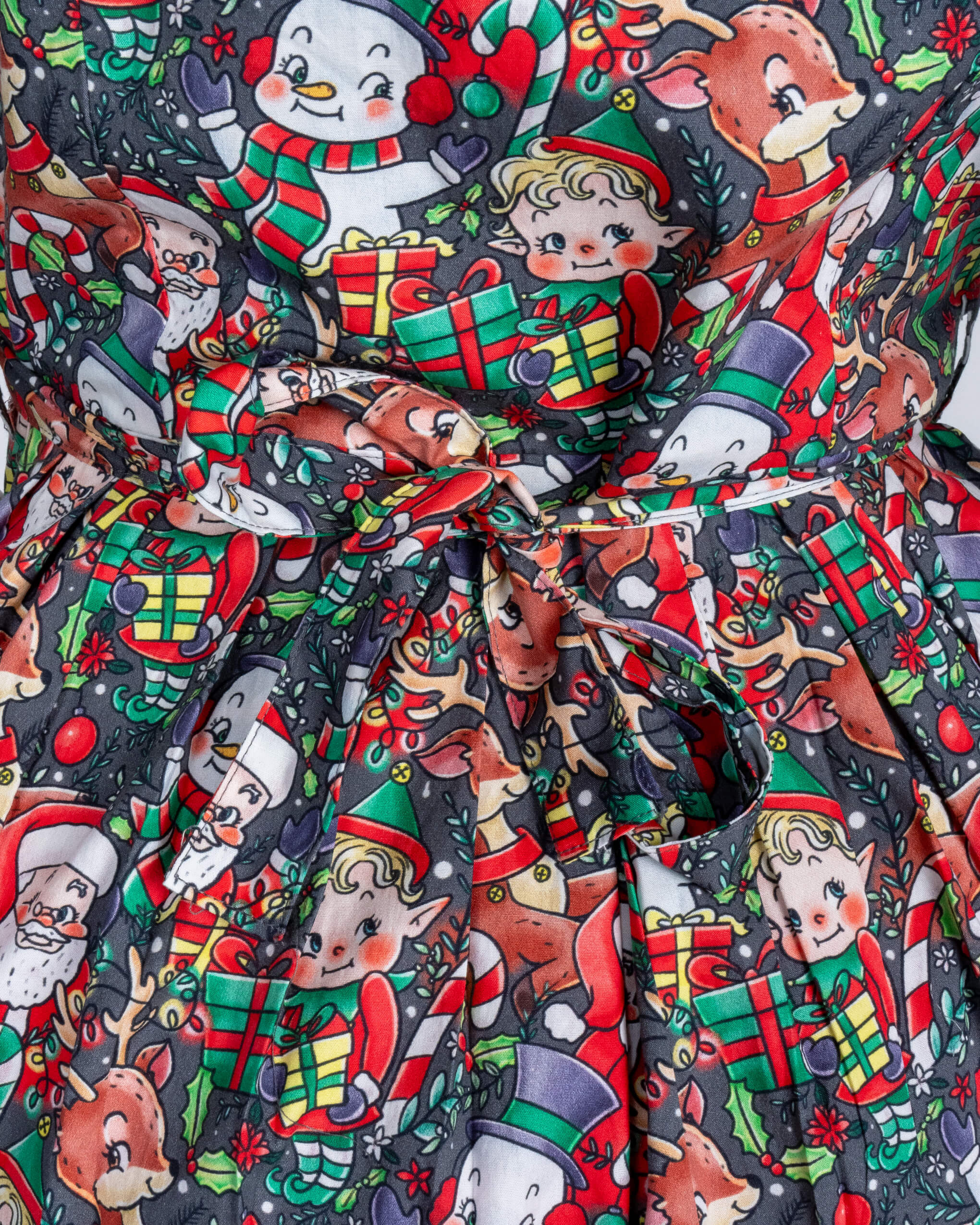 Festive: Christmas Cuties Stretch Belted Tea Dress with Pockets - Image 11