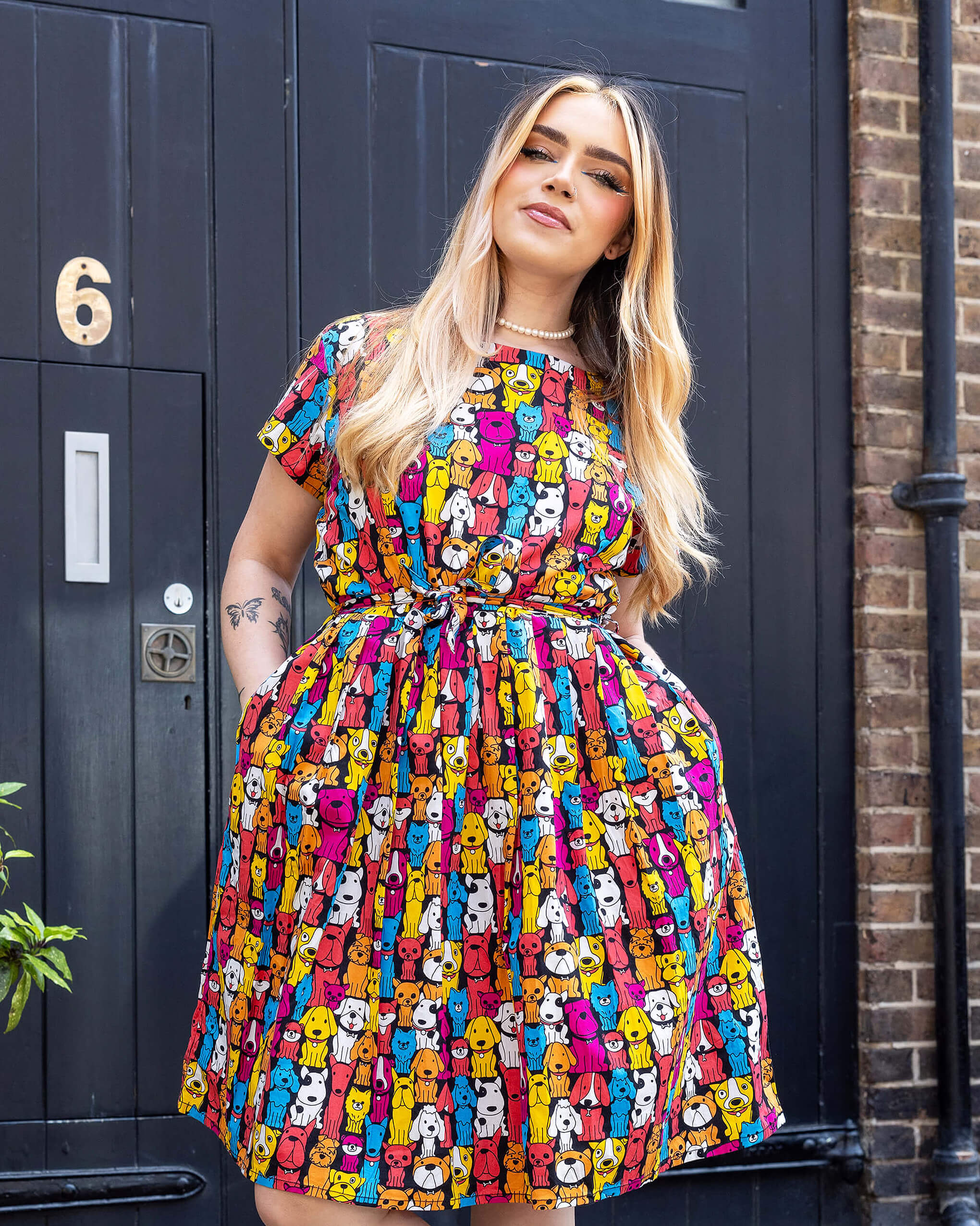 Finding Fox Dog Tea Stretch Dress with Pockets - Image 4