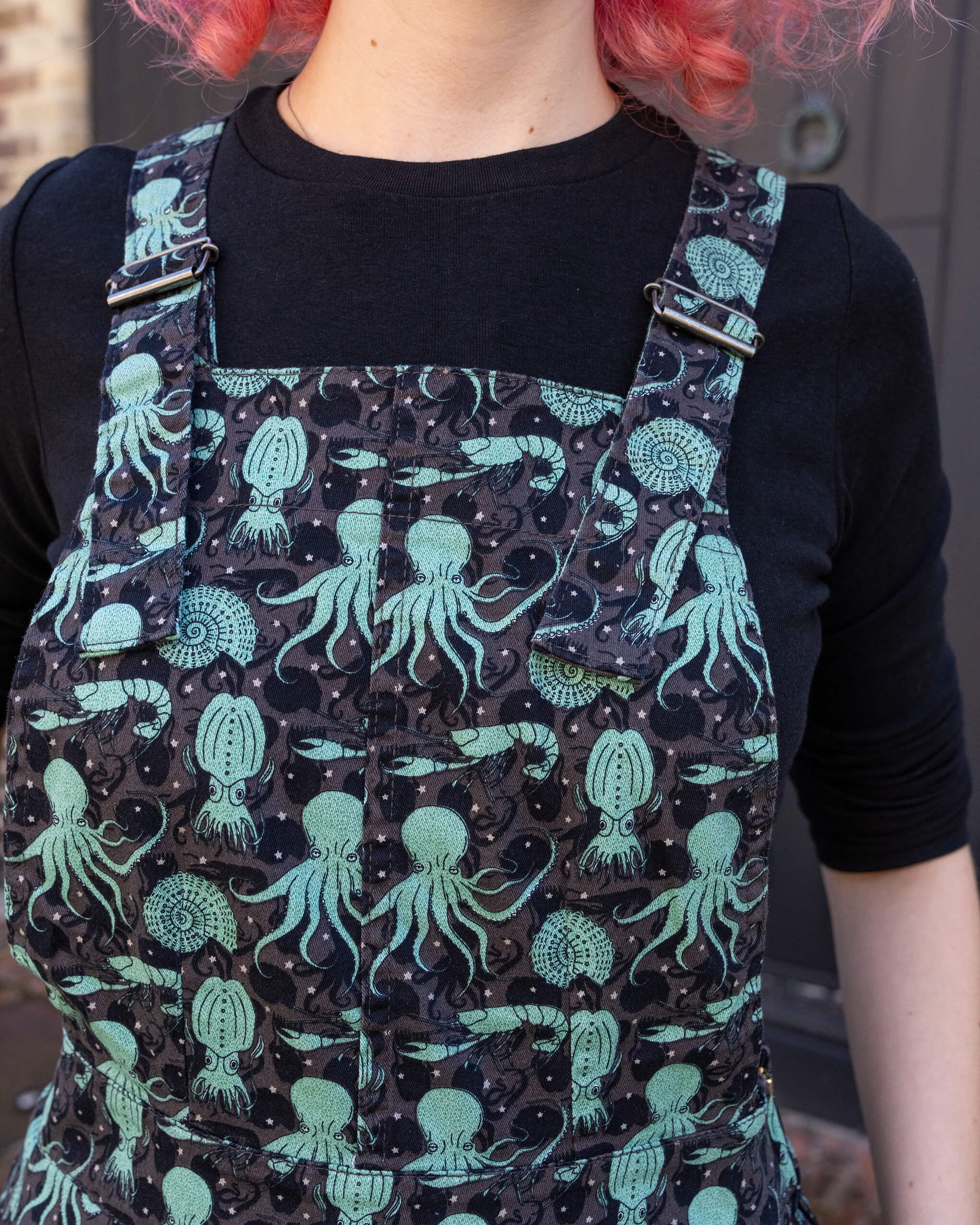 Green Seas Stretch Twill Pinafore Dress - Image 3