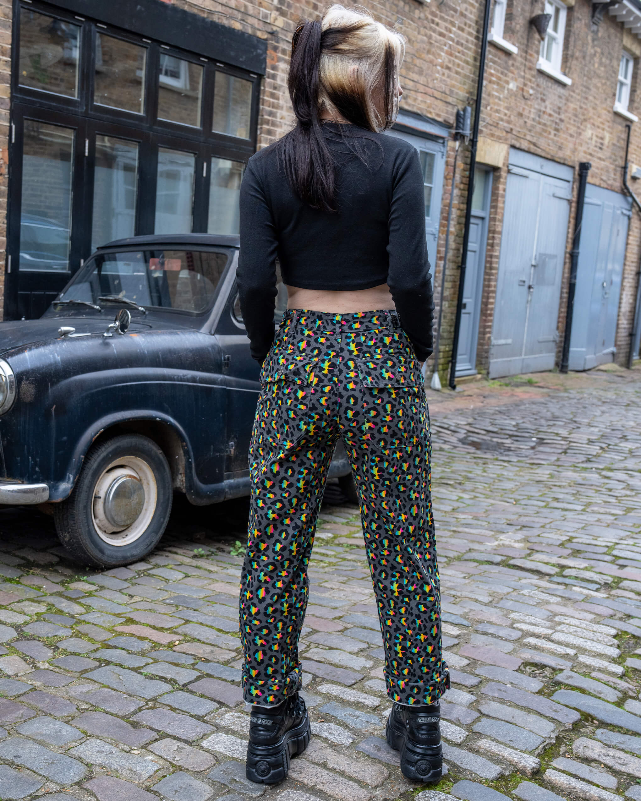 Grey Rainbow Leopard Straight Leg Trousers - Image 4