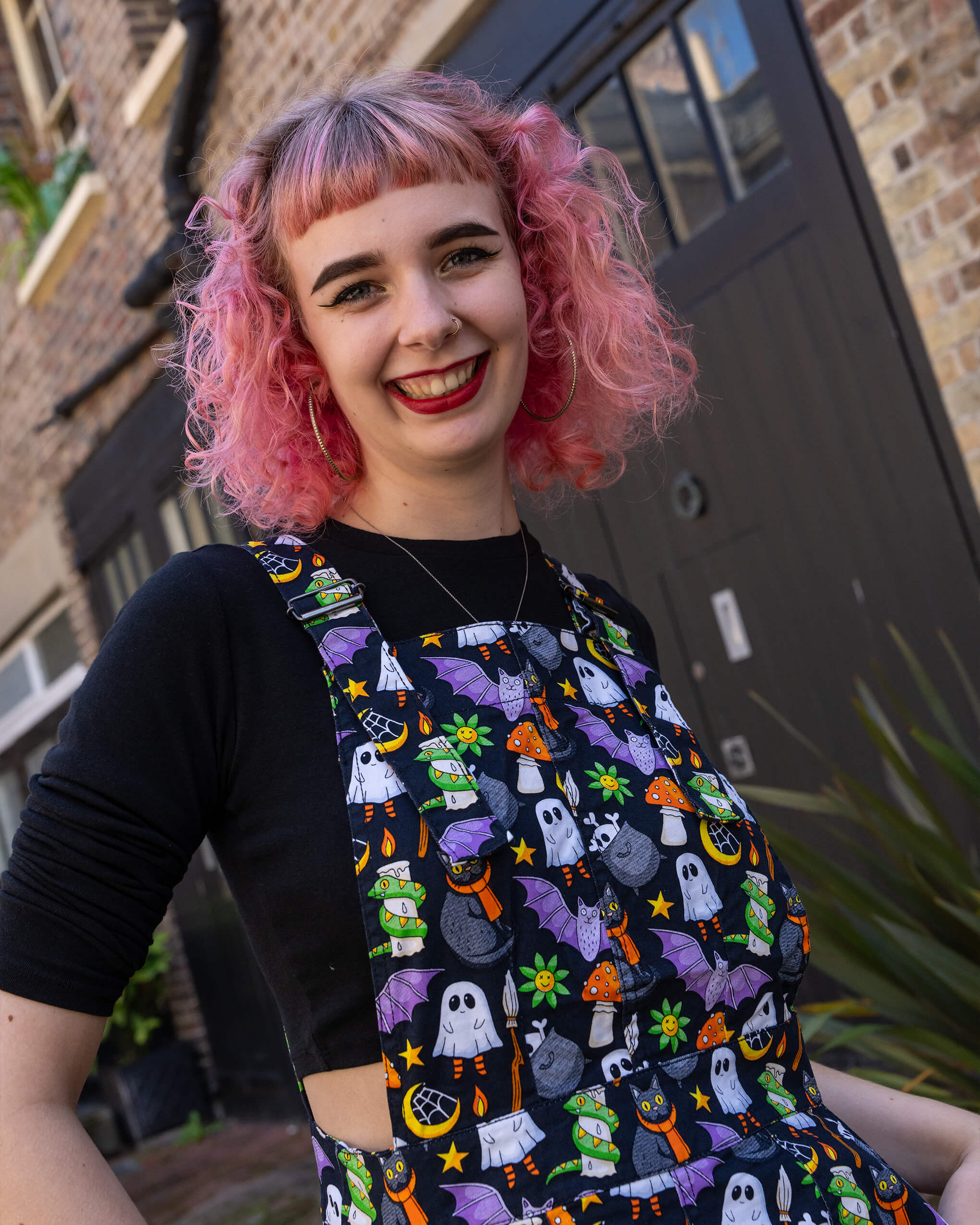 Halloween: Cauldron Cats Stretch Twill Pinafore Dress - Image 2
