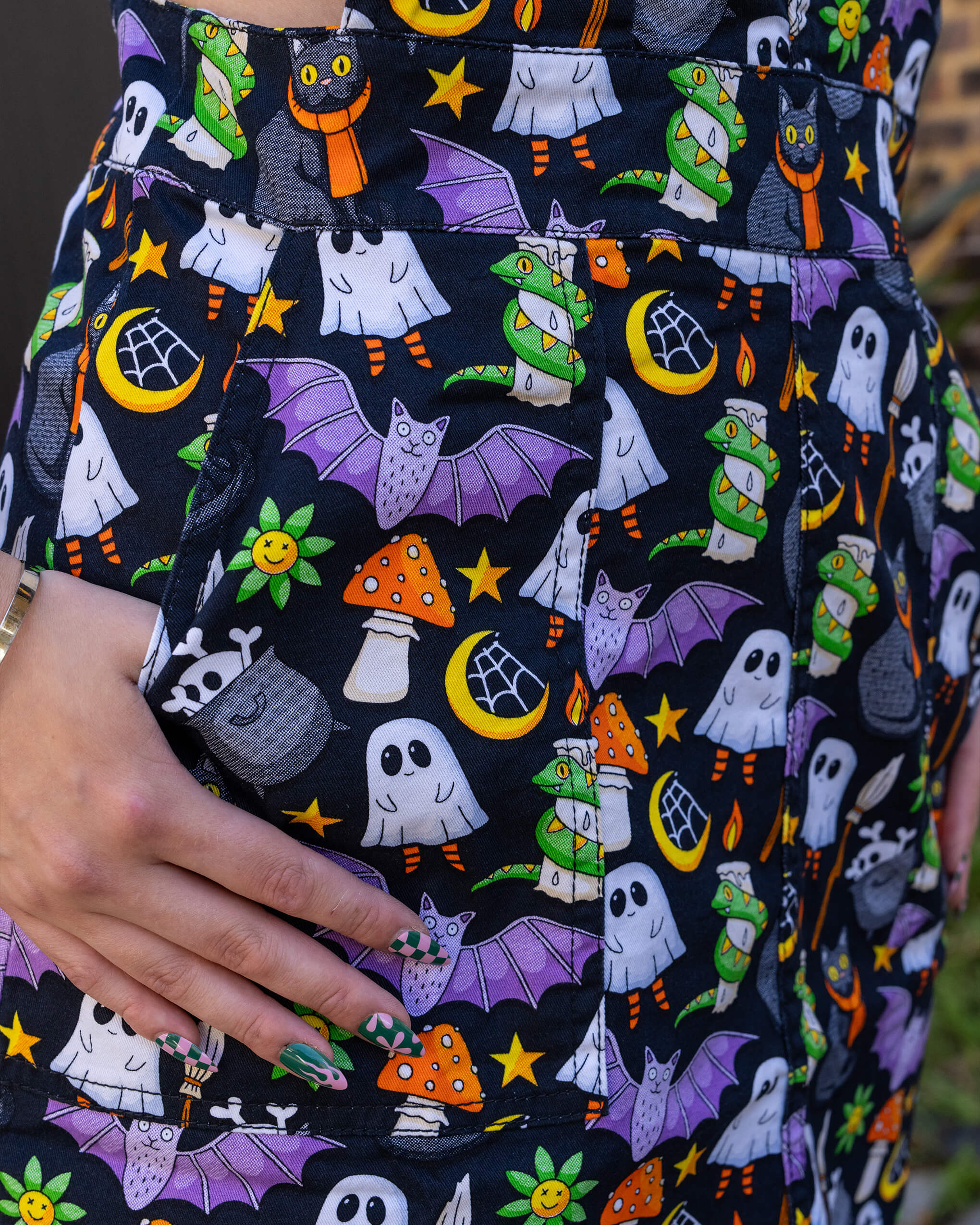 Halloween: Cauldron Cats Stretch Twill Pinafore Dress - Image 4