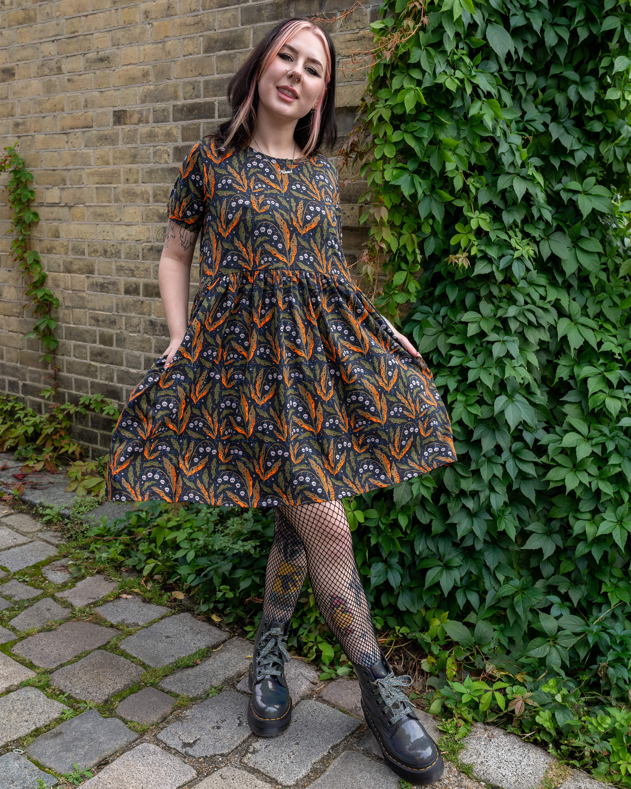 Halloween: Run & Fly x Clare Lewis Poison and Plants Oversized Smock Dress - Image 3