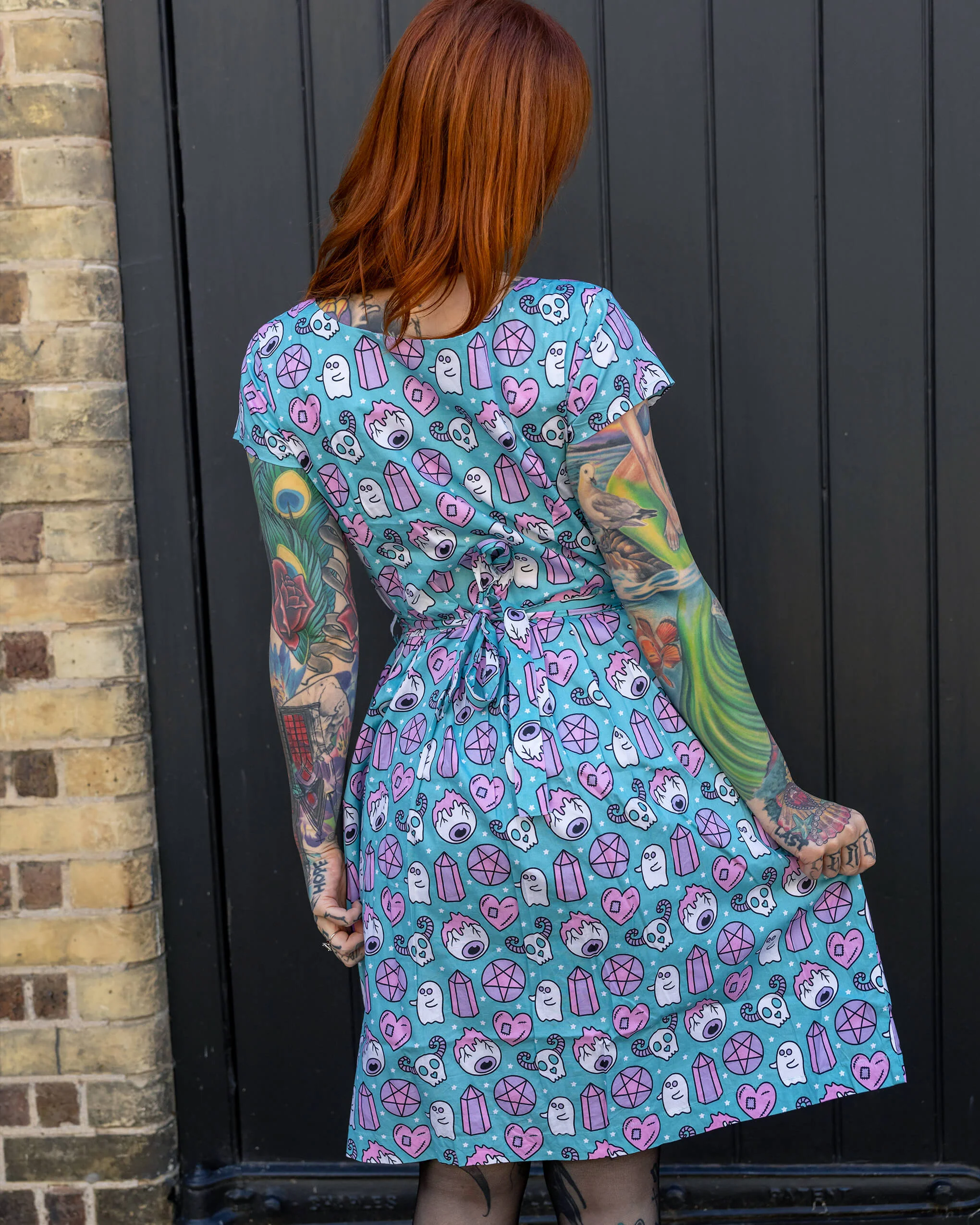 Halloween: Pretty Spooky Stretch Belted Tea Dress with Pockets - Image 3