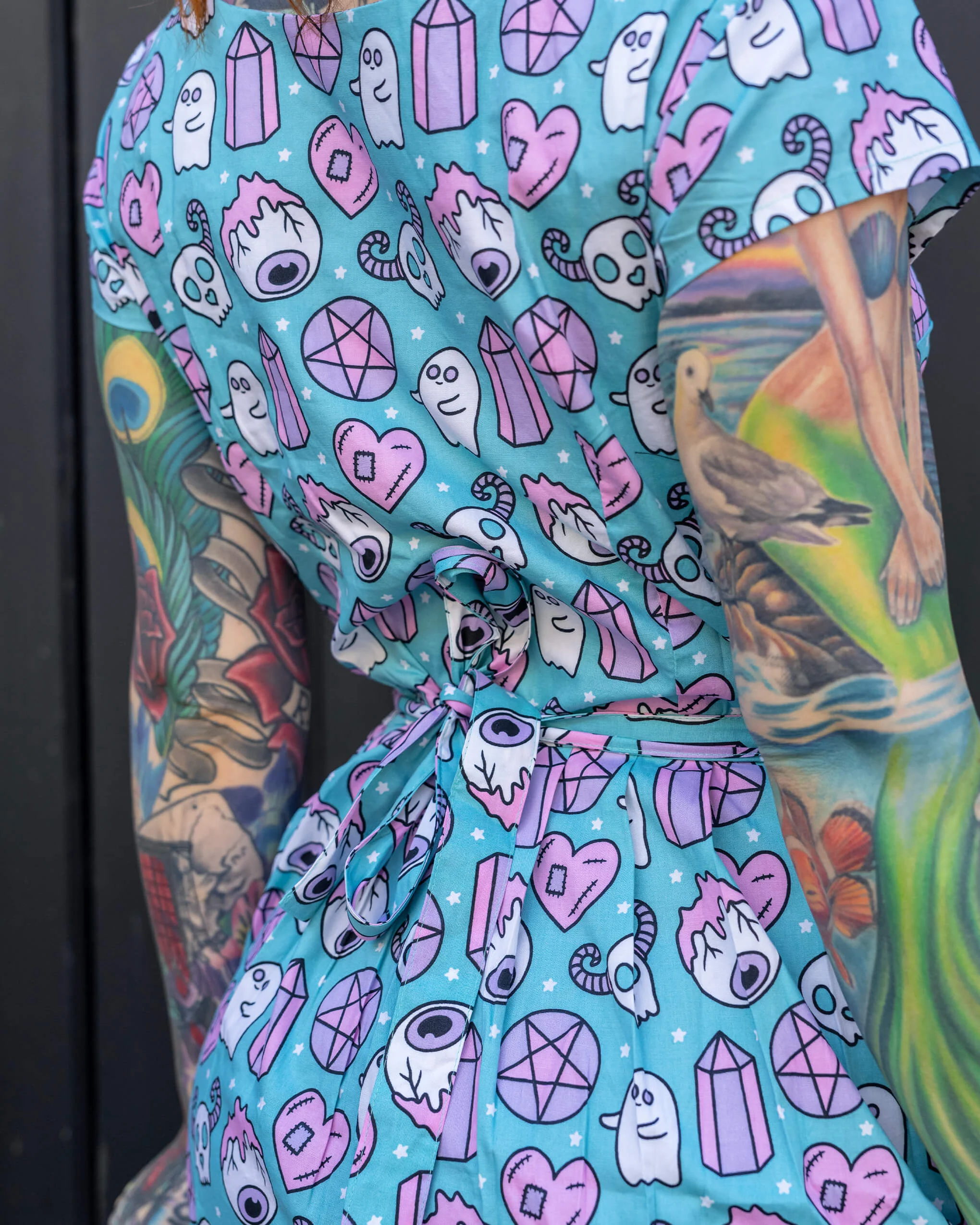 Halloween: Pretty Spooky Stretch Belted Tea Dress with Pockets - Image 4