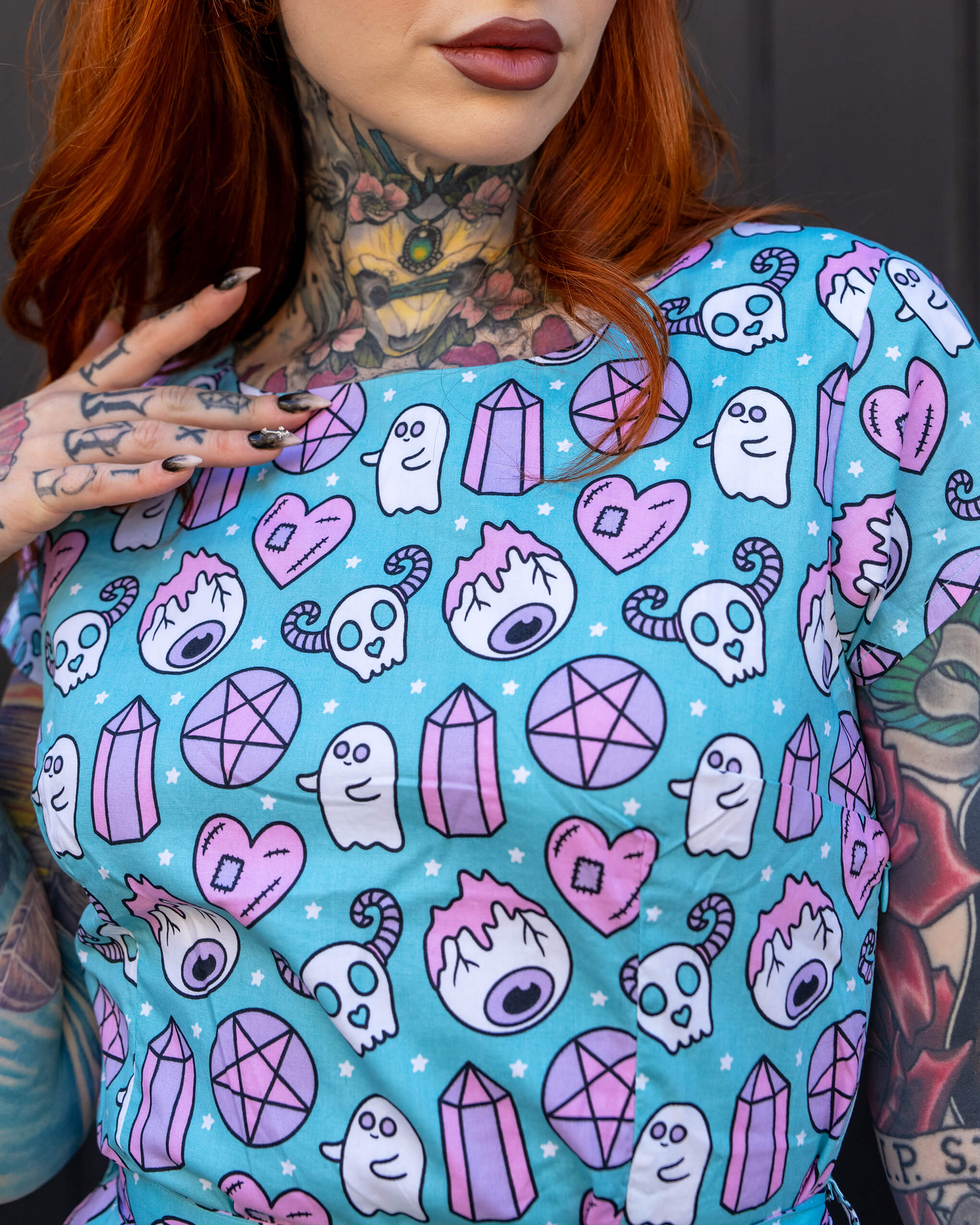 Halloween: Pretty Spooky Stretch Belted Tea Dress with Pockets - Image 5