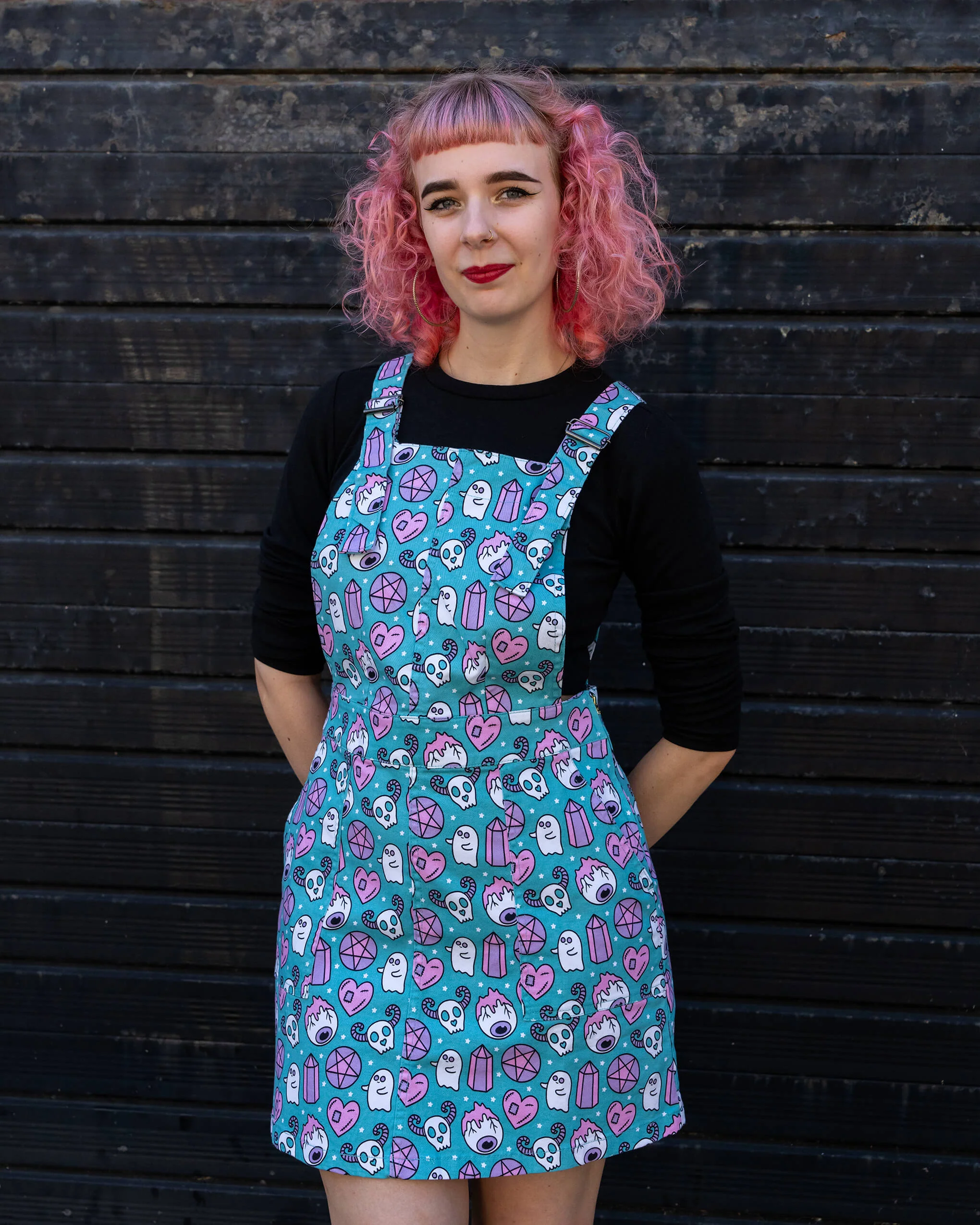 Halloween: Pretty Spooky Stretch Twill Pinafore Dress