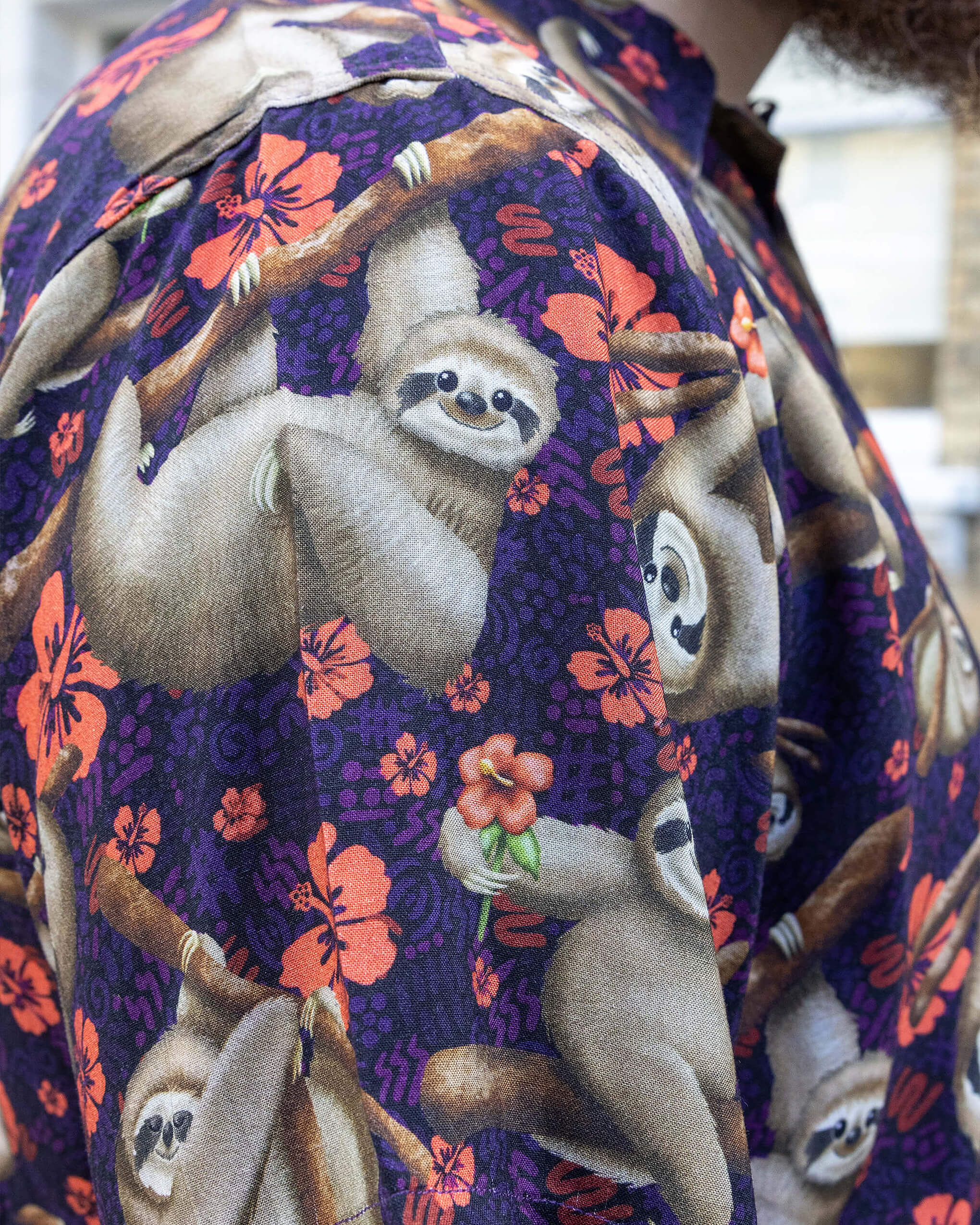 Island Time Sloth Short Sleeve Rayon Shirt - Image 5