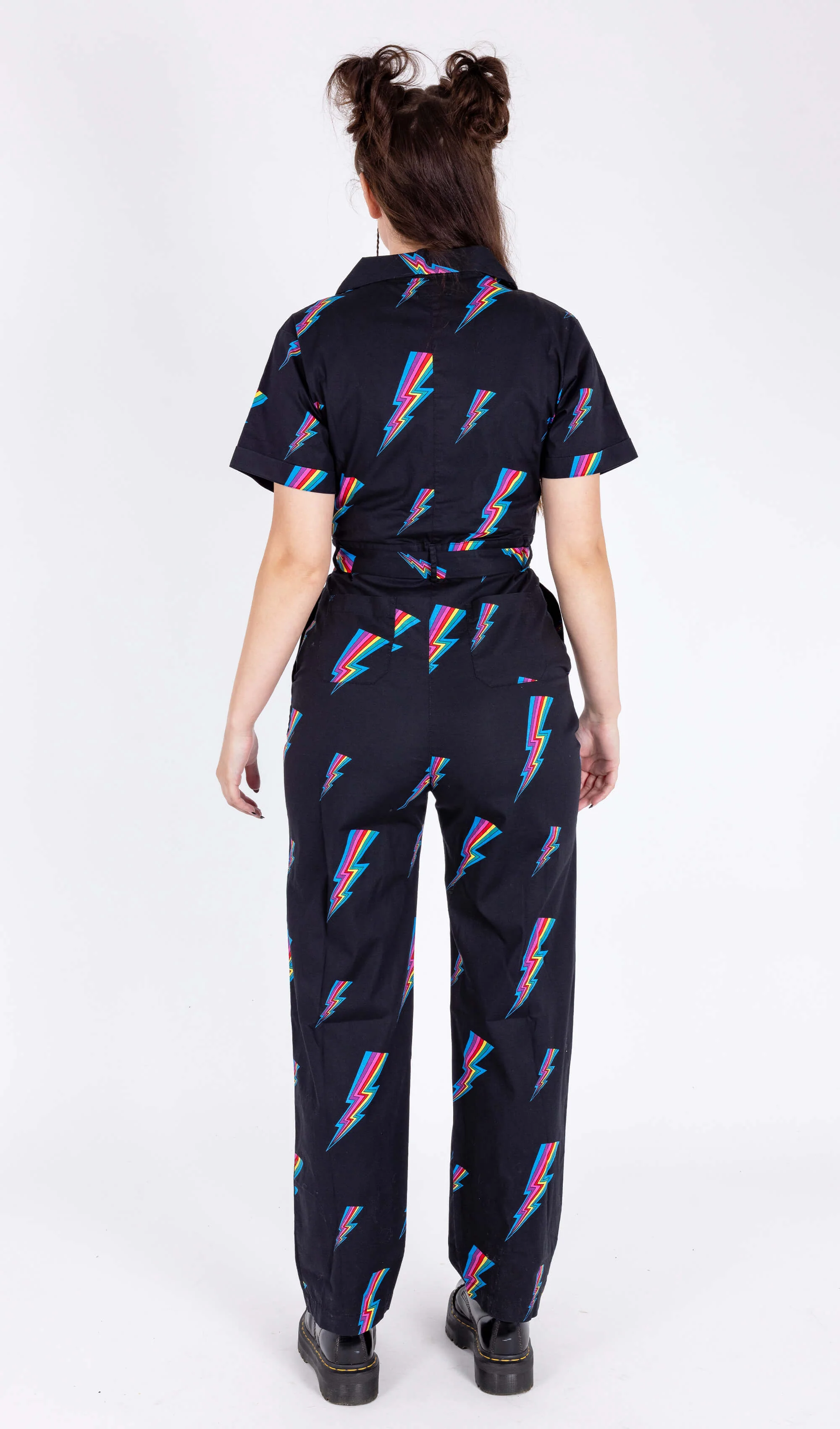New Improved Black Rainbow Lightning Stretch Jumpsuit - Image 3