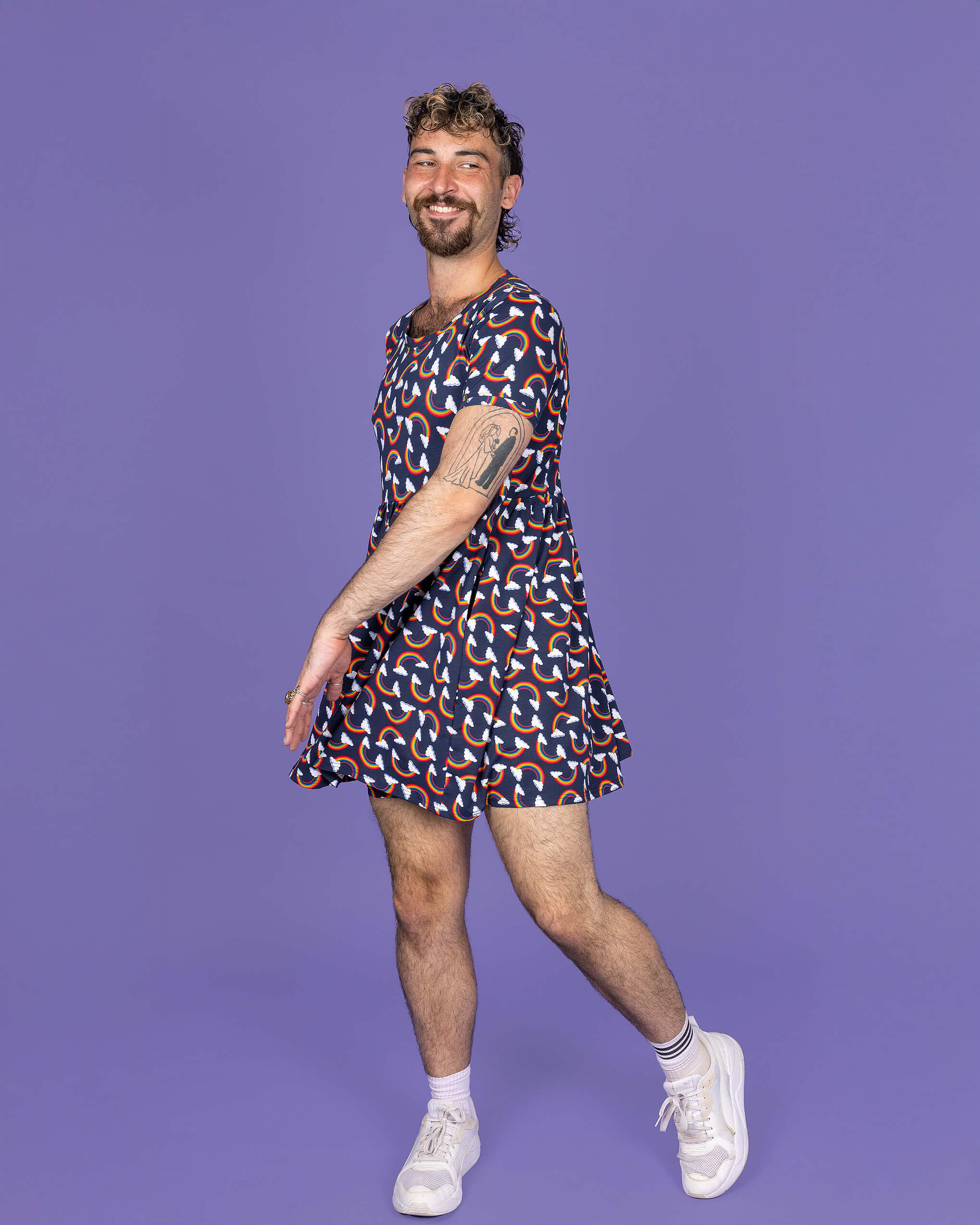 Over the Rainbow & Clouds Oversized Smock Dress - Image 10