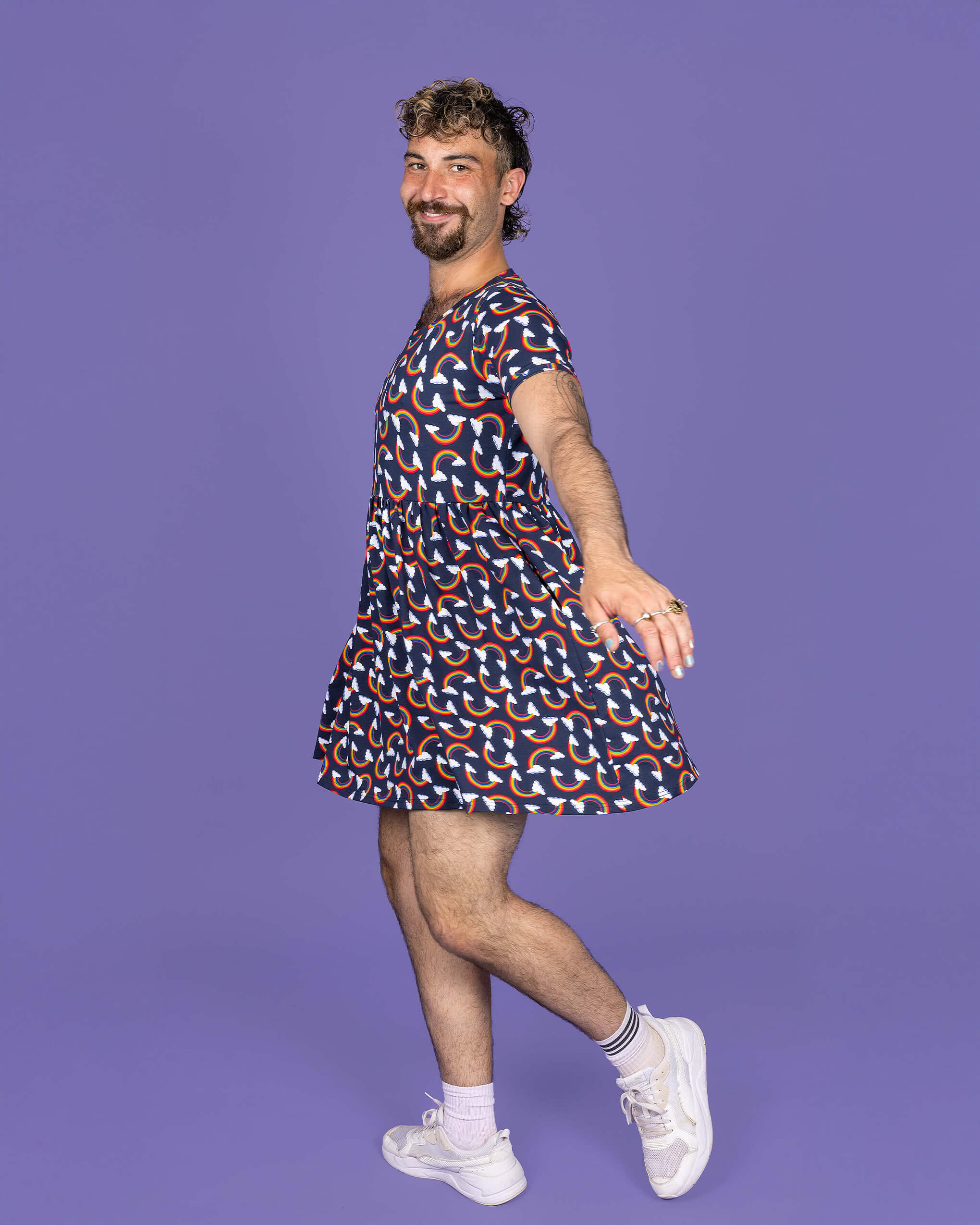 Over the Rainbow & Clouds Oversized Smock Dress - Image 13