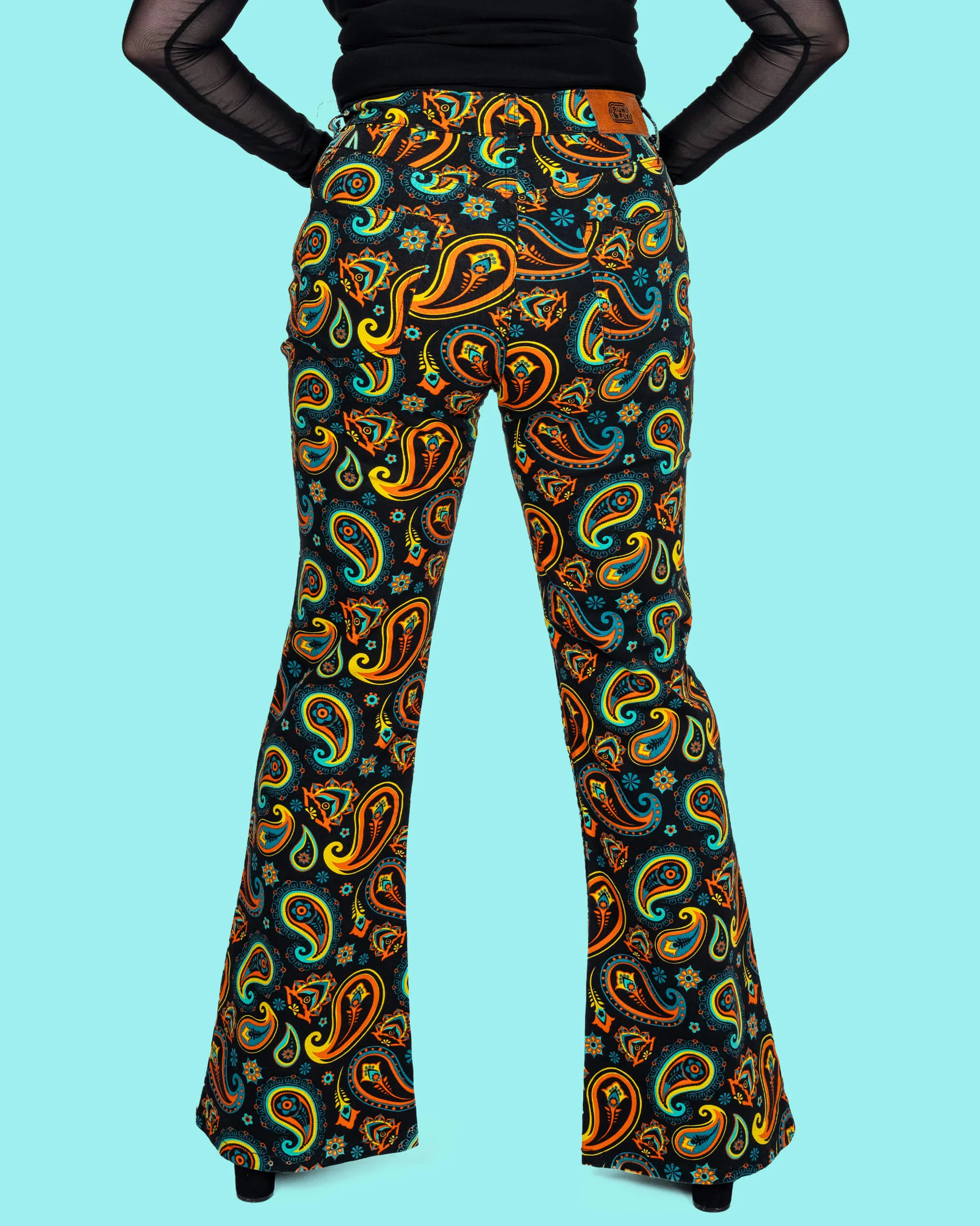 Black Paisley High Waisted Bell Bottom Flares - Image 9