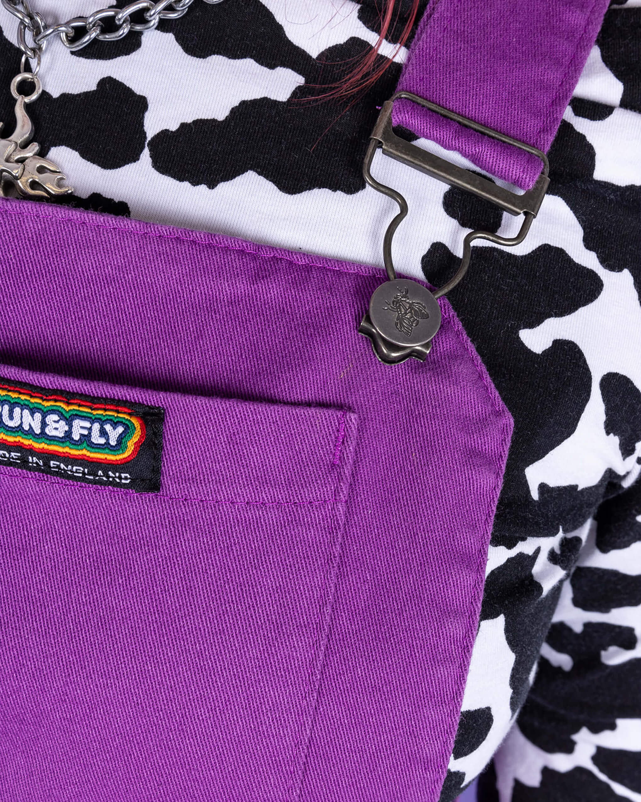 Purple Stretch Twill Flared Pinafore Dress - Image 3
