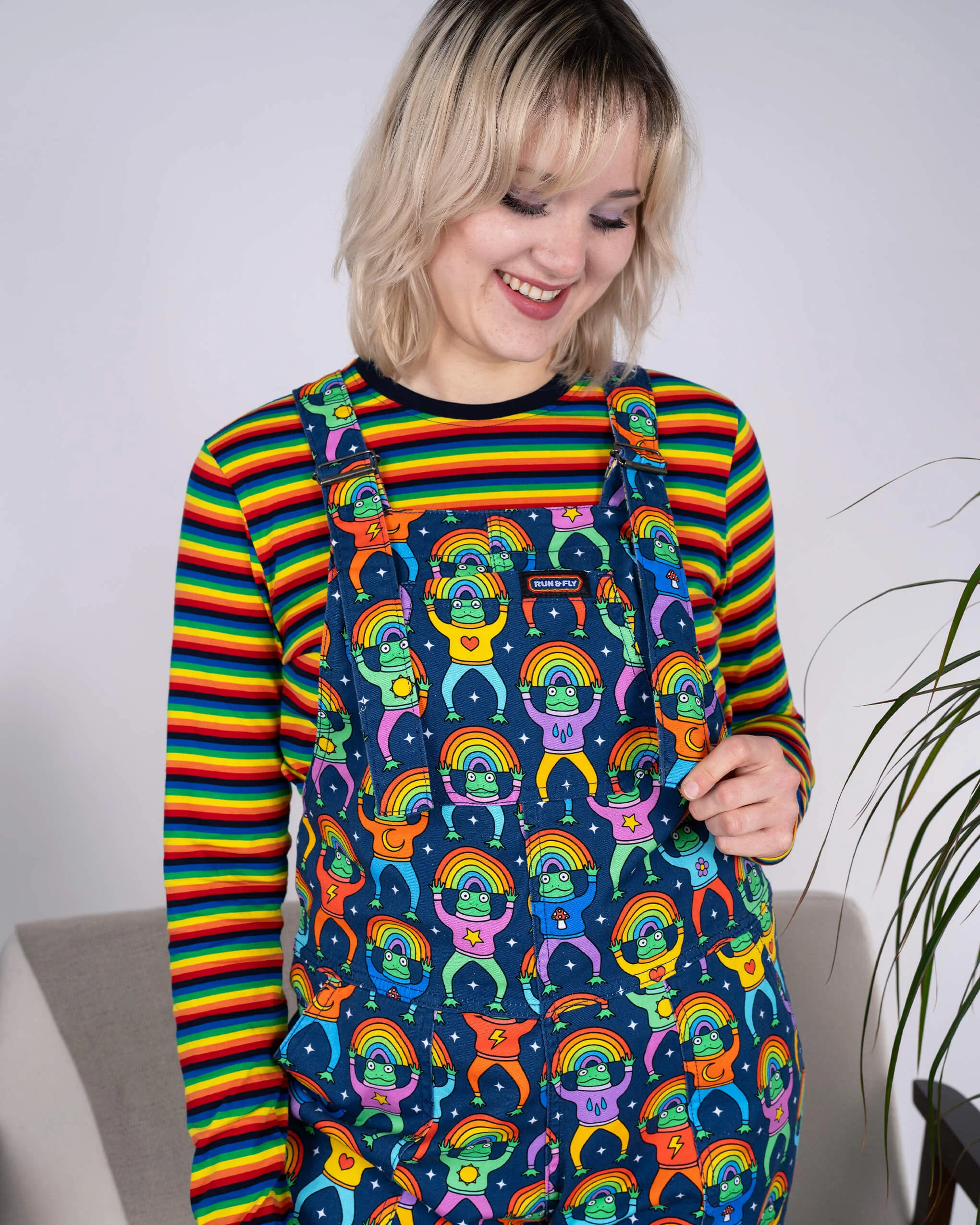 Rainbow Frogs Stretch Twill Dungarees - Image 4