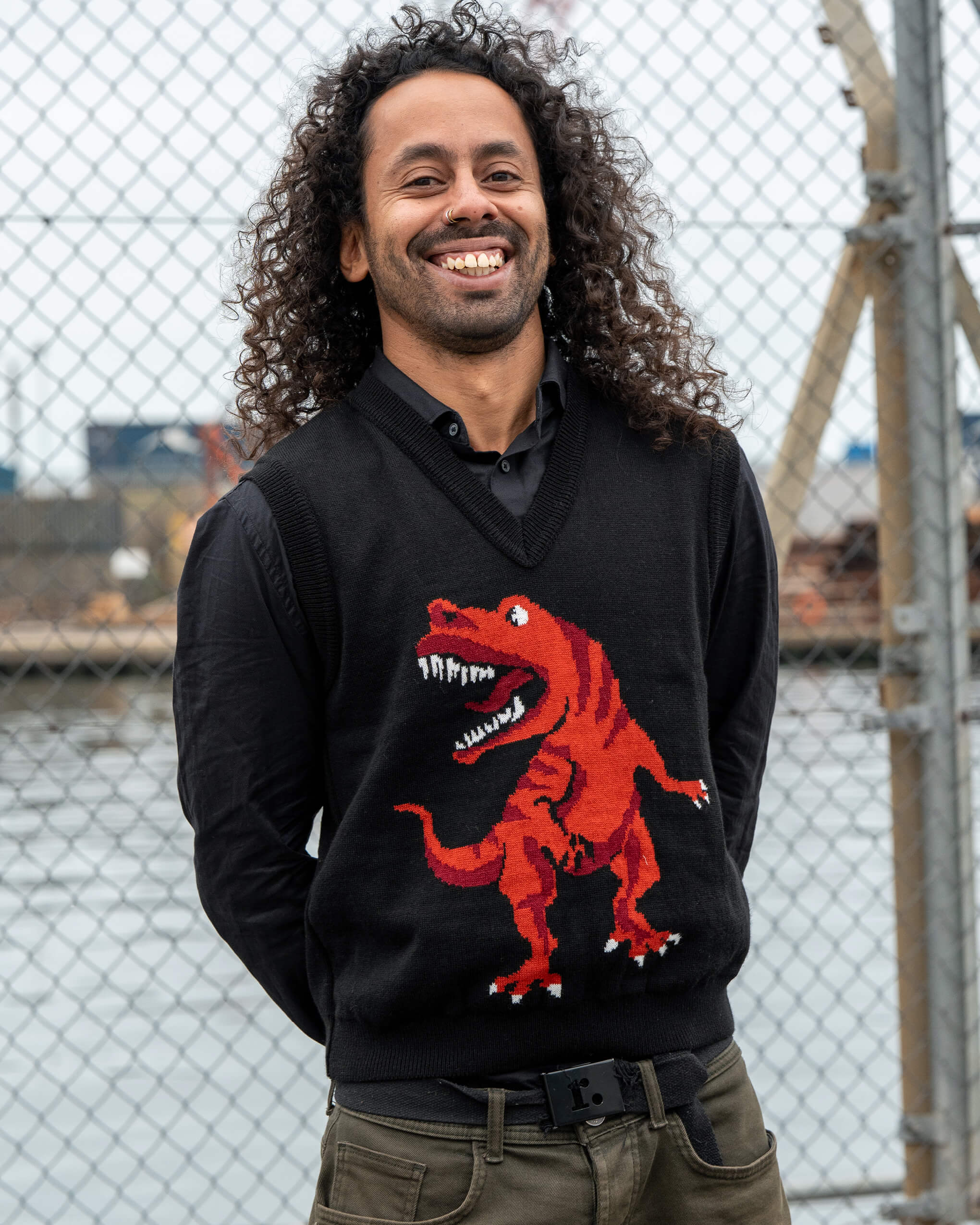 Red Dino Knitted Tank Top Vest - Image 3
