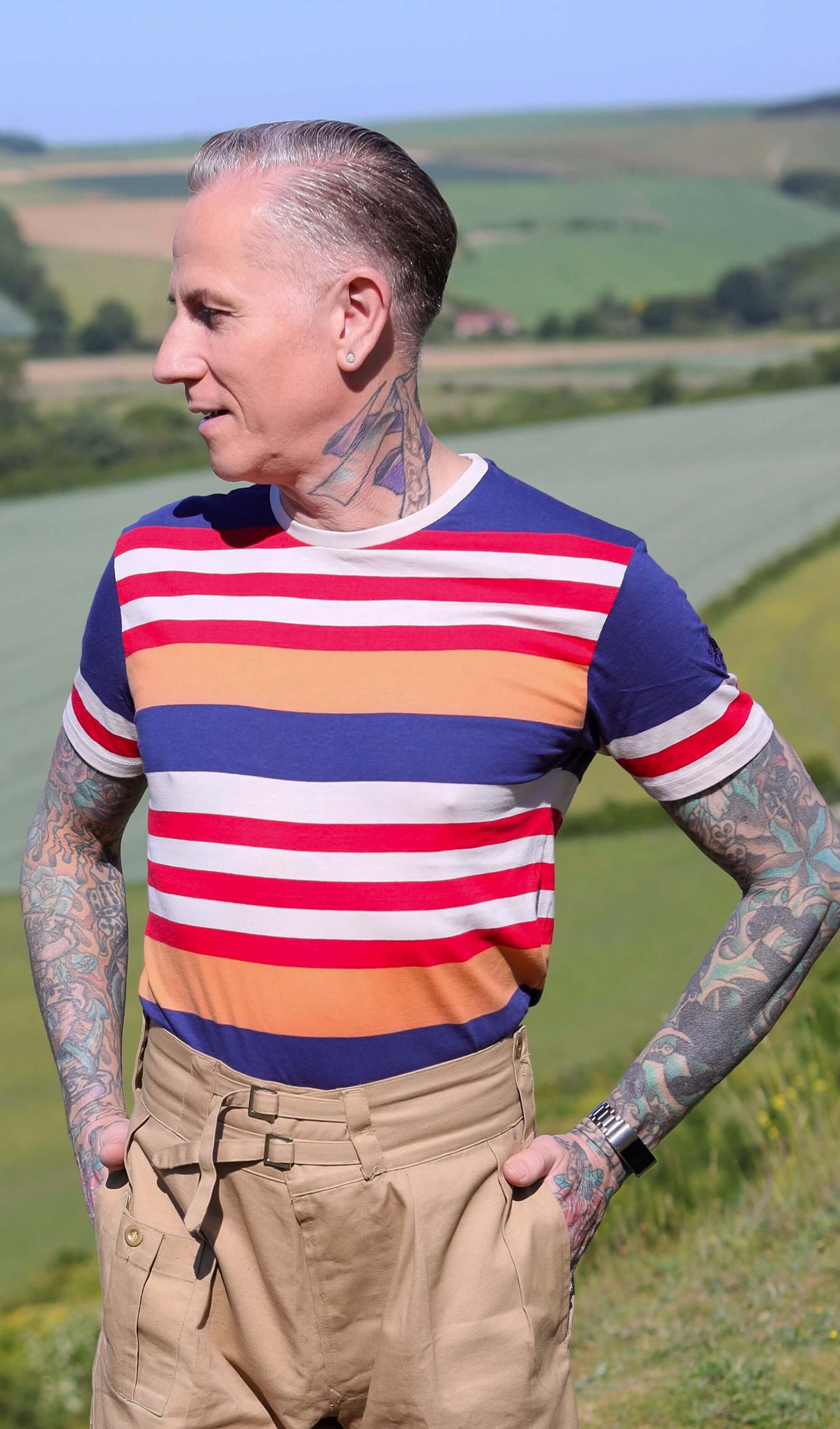 Retro Multi Striped Nugget T Shirt - Image 5