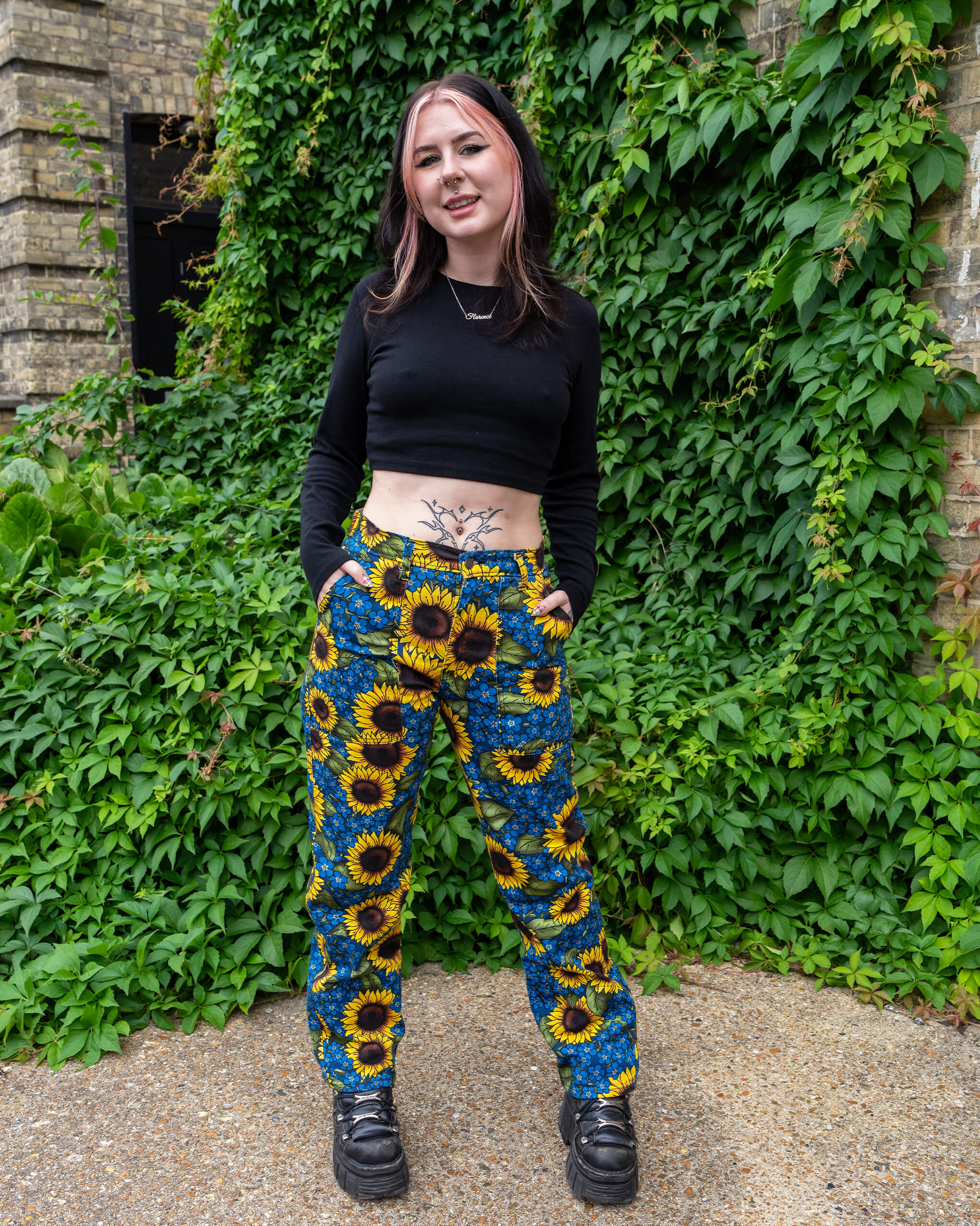 Run & Fly x Jen James Design Forget Me Not Charity High Waist Straight Leg Jeans