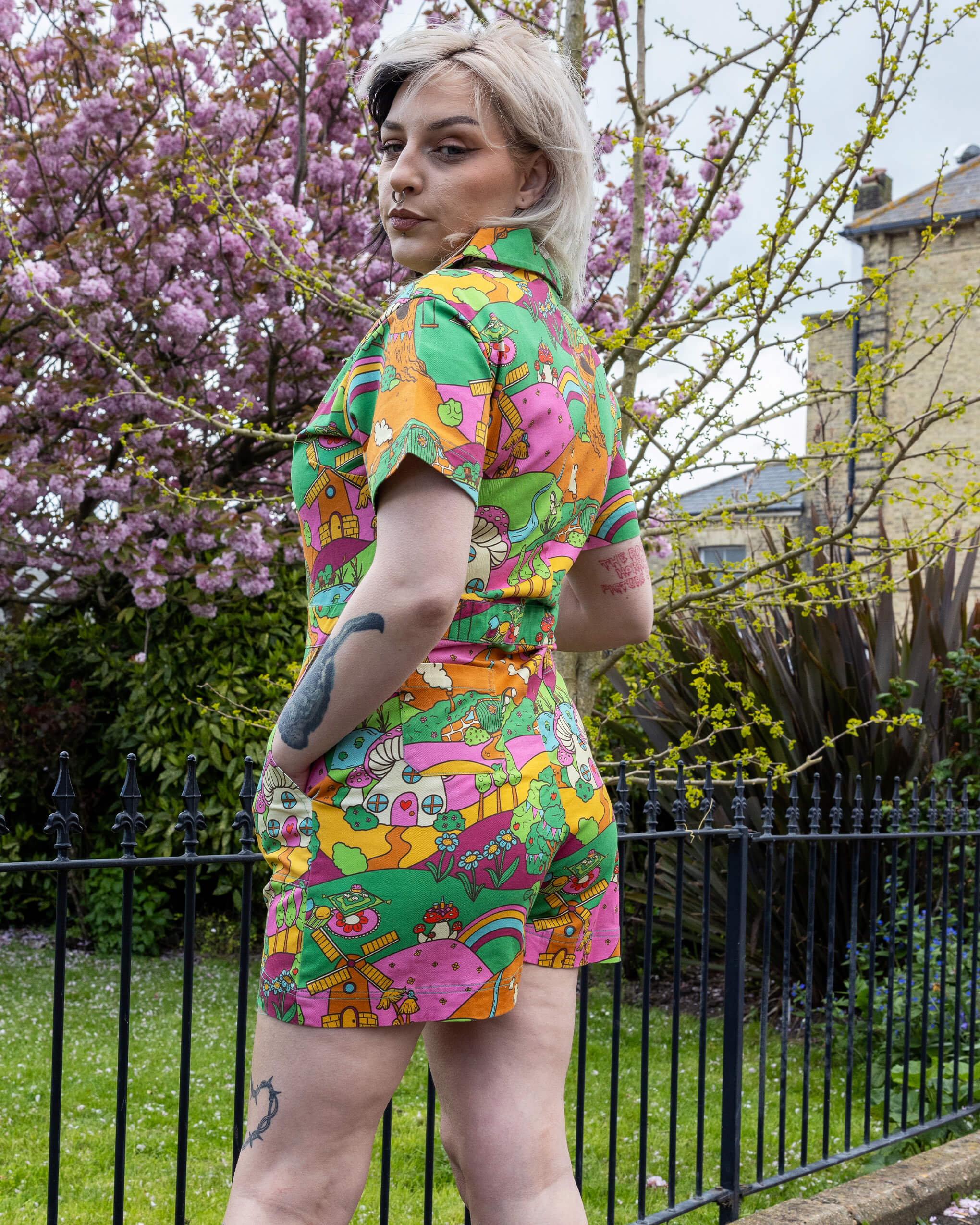 Run & Fly x The Mushroom Babes Hills Stretch Twill Playsuit - Image 4