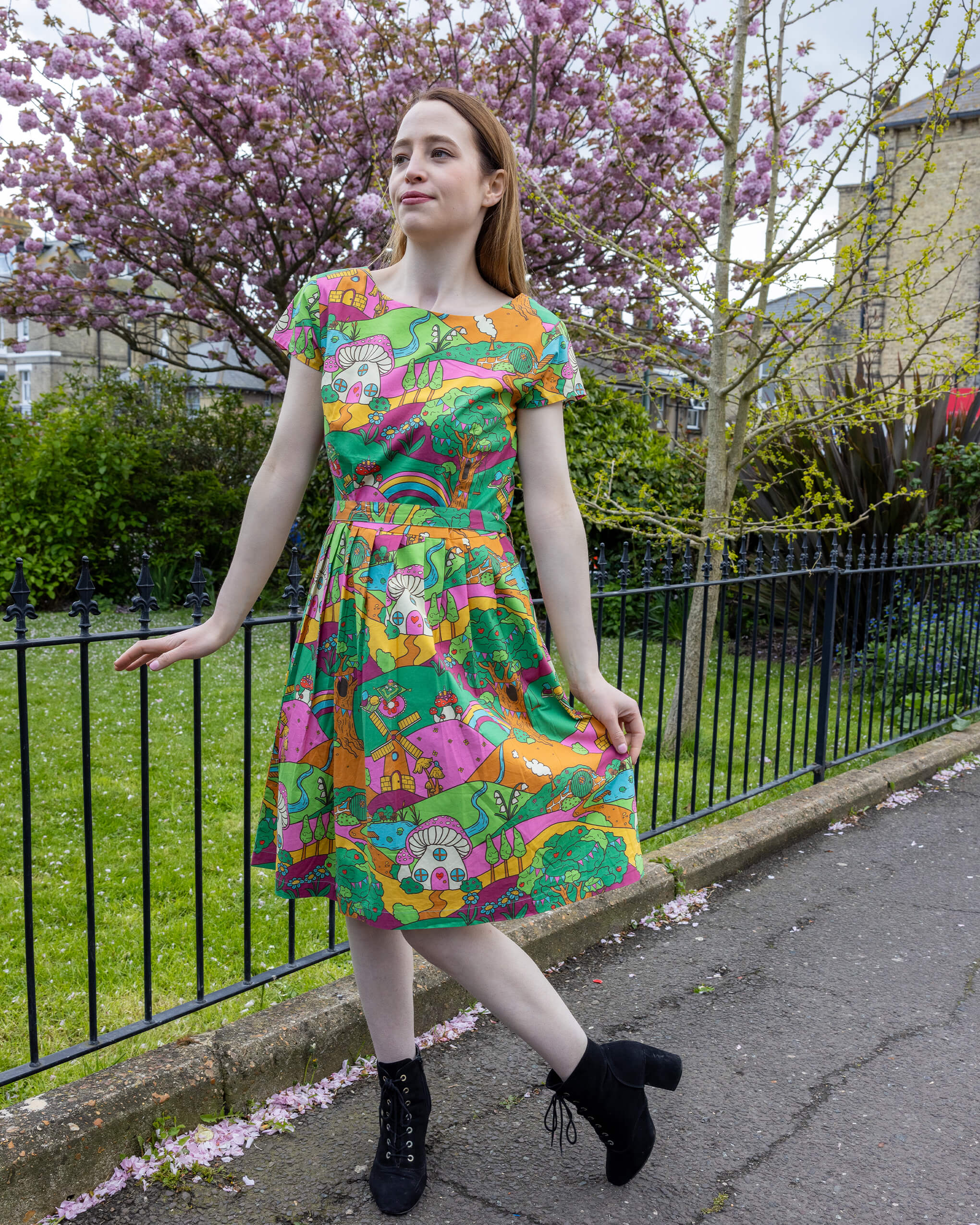 Run & Fly x The Mushroom Babes Hills Stretch Belted Tea Dress with Pockets - Image 3