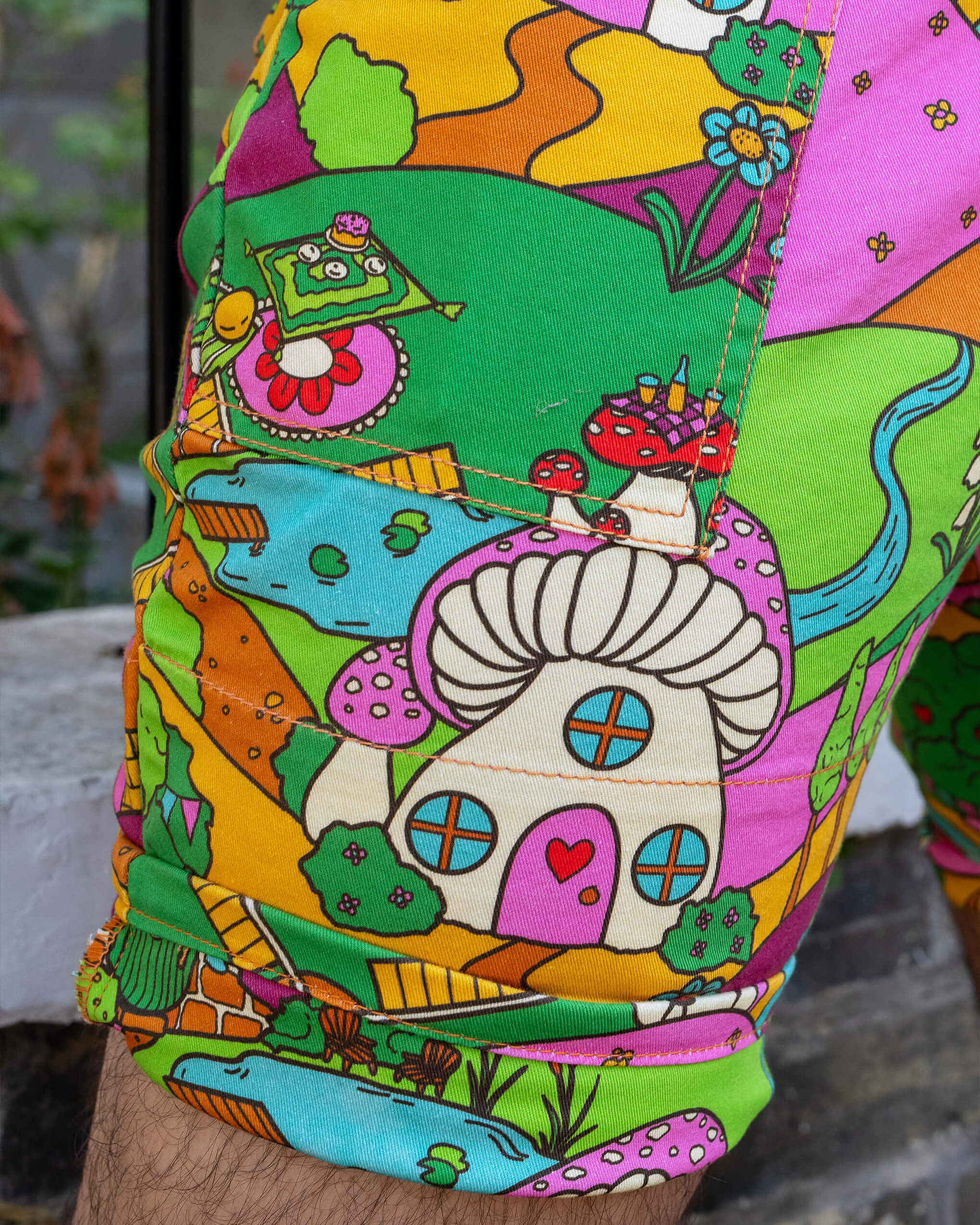 Run & Fly x The Mushroom Babes Hills Stretch Twill Dungaree Shorts - Image 5