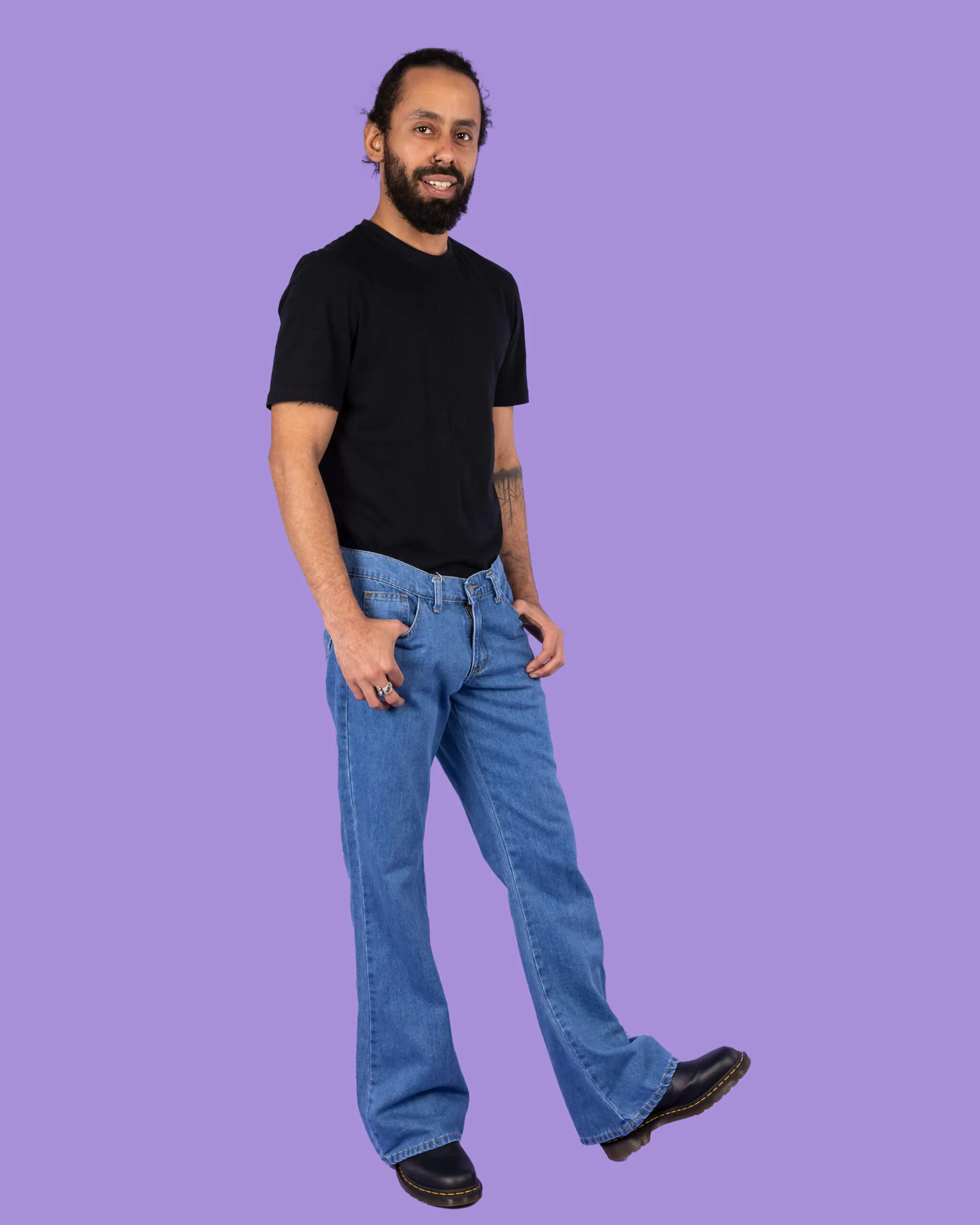 Stonewash Retro Boot Cut Flare Jeans - Image 3