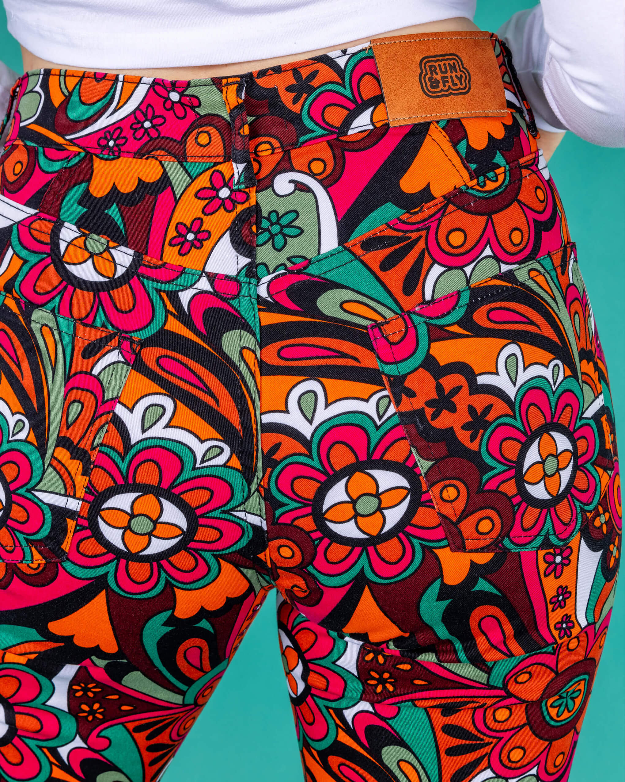 Swirly Floral High Waisted Bell Bottom Flares - Image 3