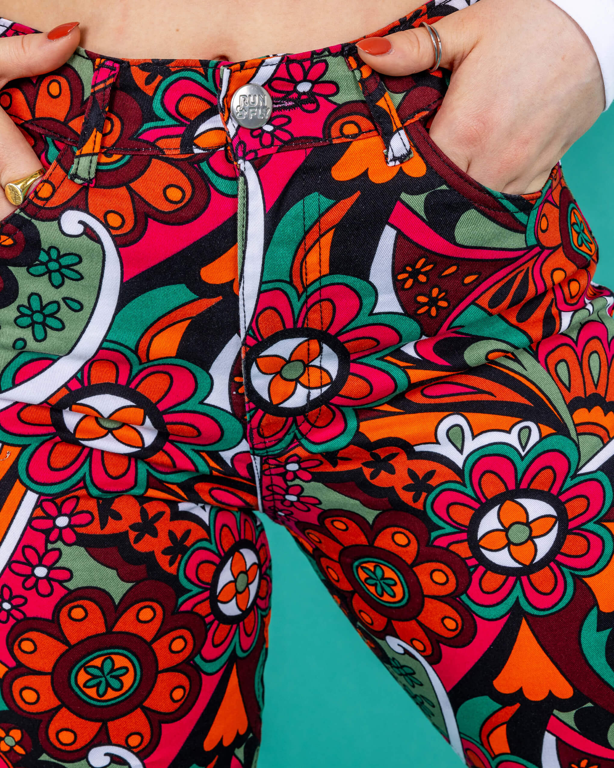 Swirly Floral High Waisted Bell Bottom Flares - Image 6