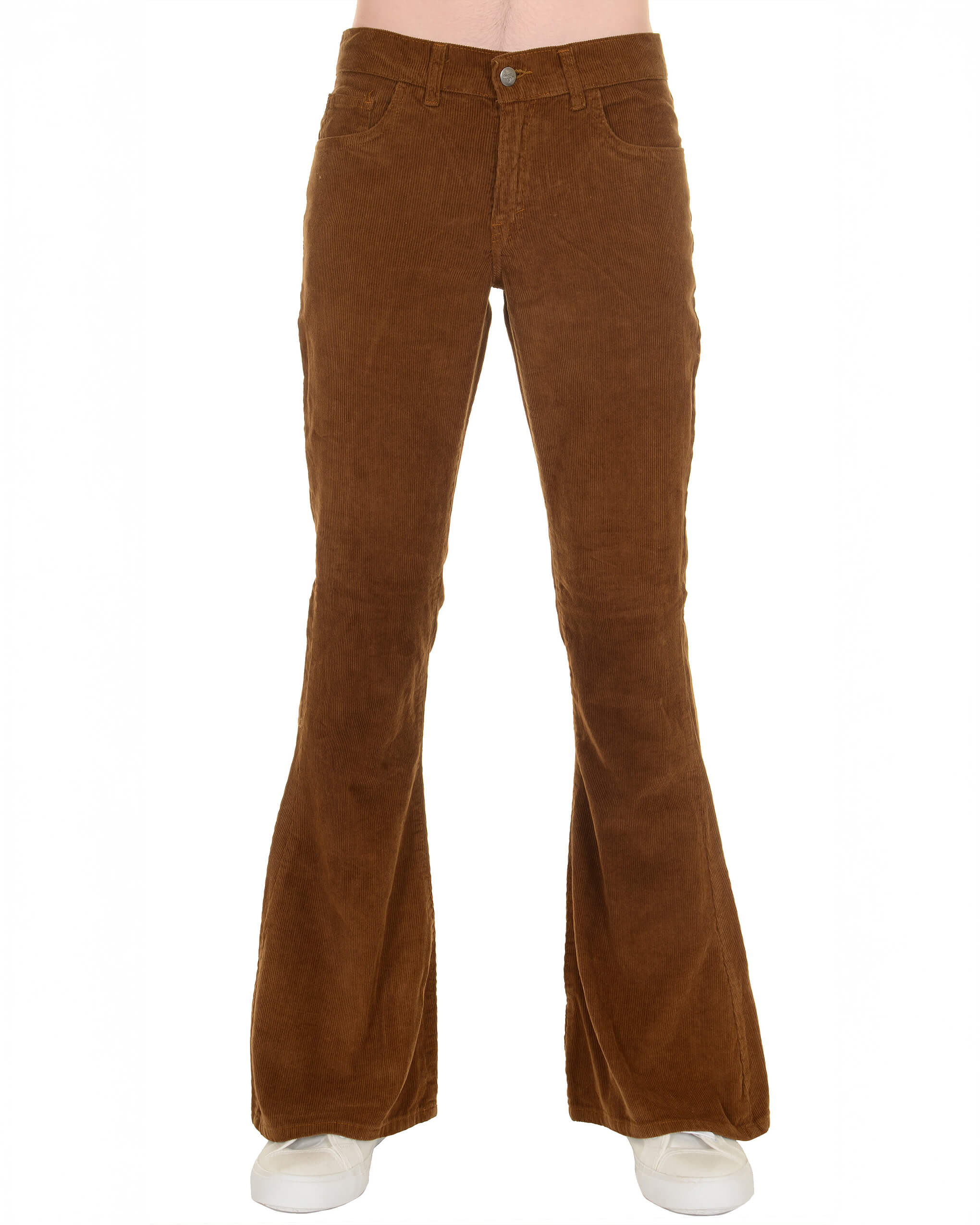 Tobacco Corduroy Bell Bottom Super Flares Trousers - Image 4